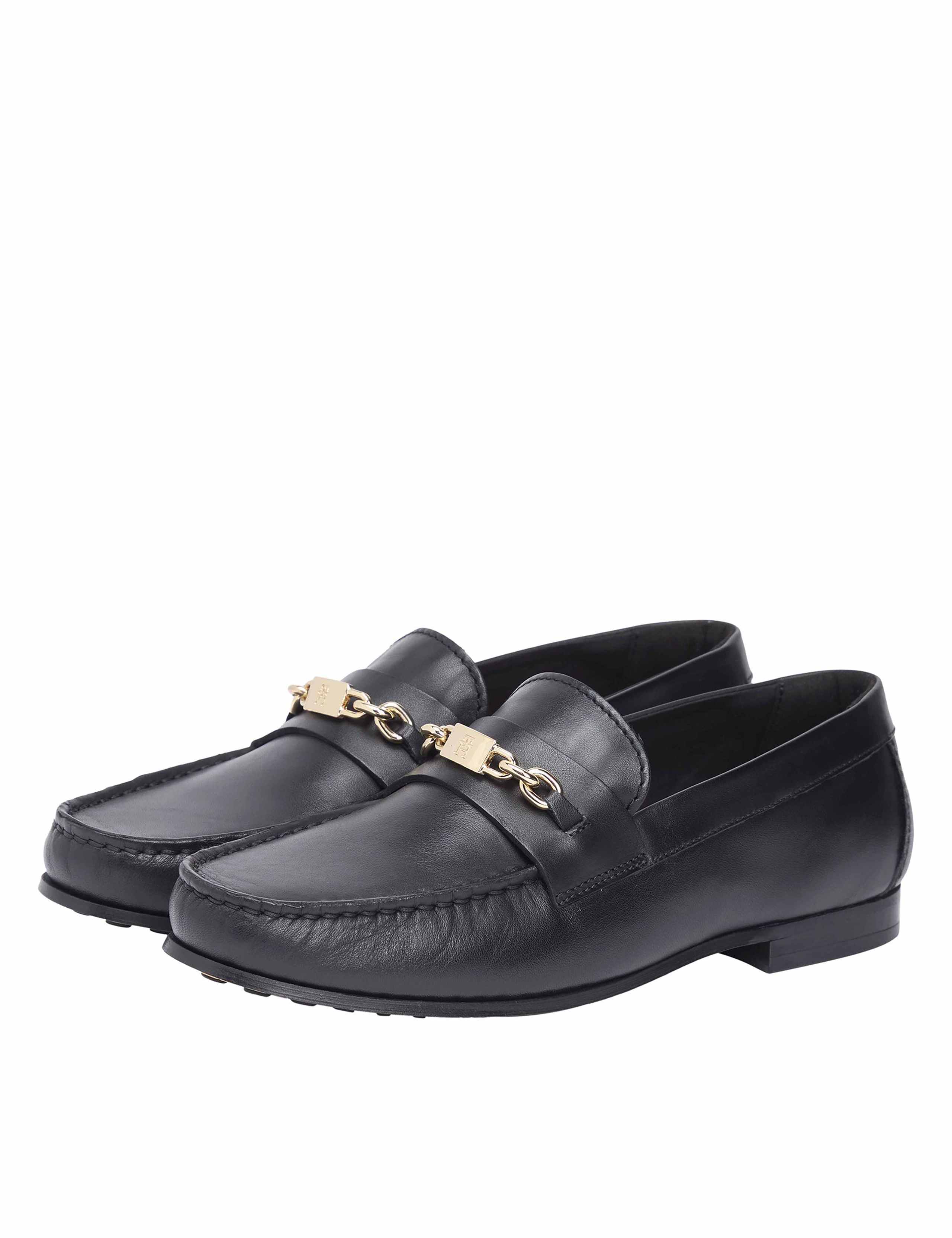 Leather Chain Trim Monogram Loafers 3 of 7