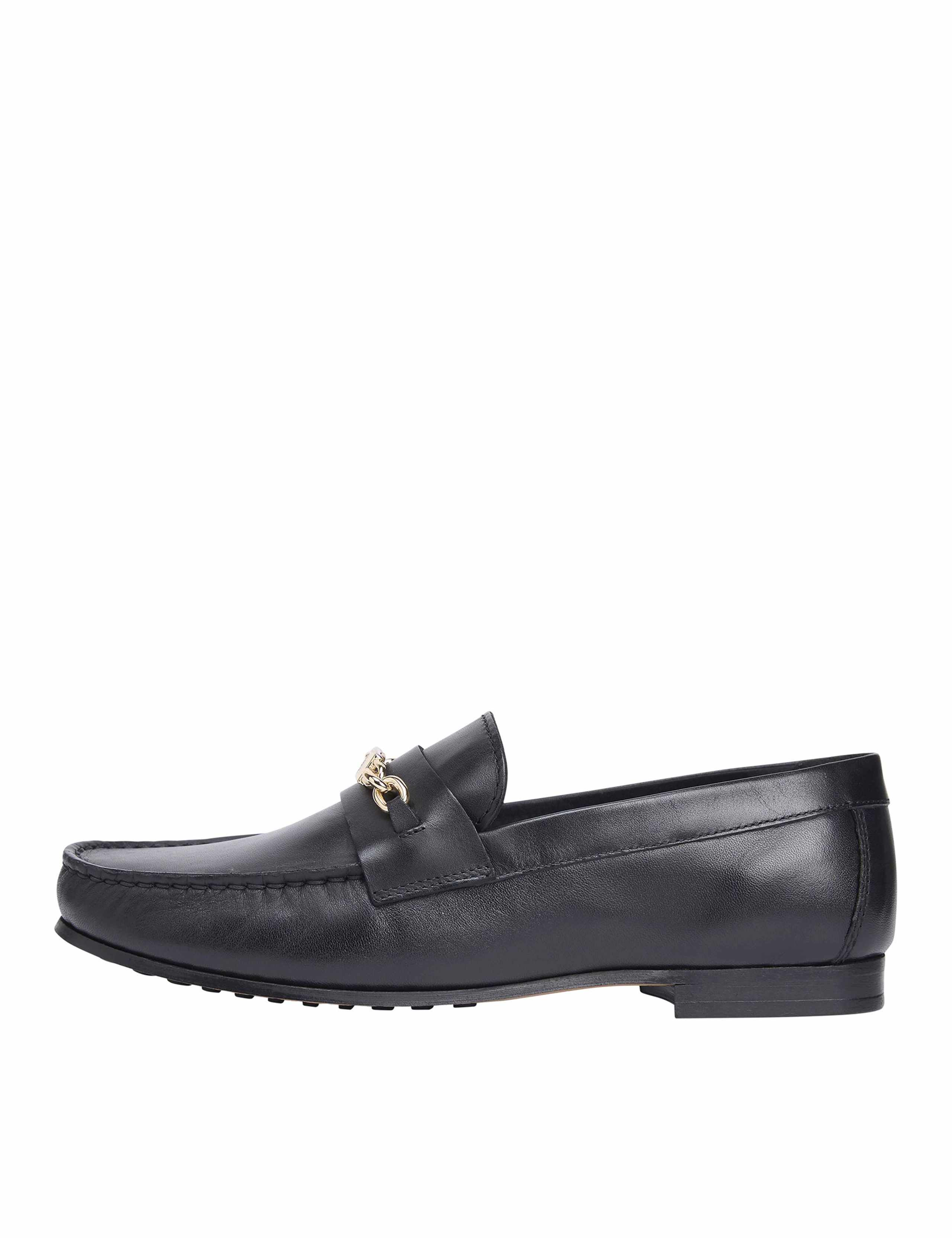Leather Chain Trim Monogram Loafers 4 of 7