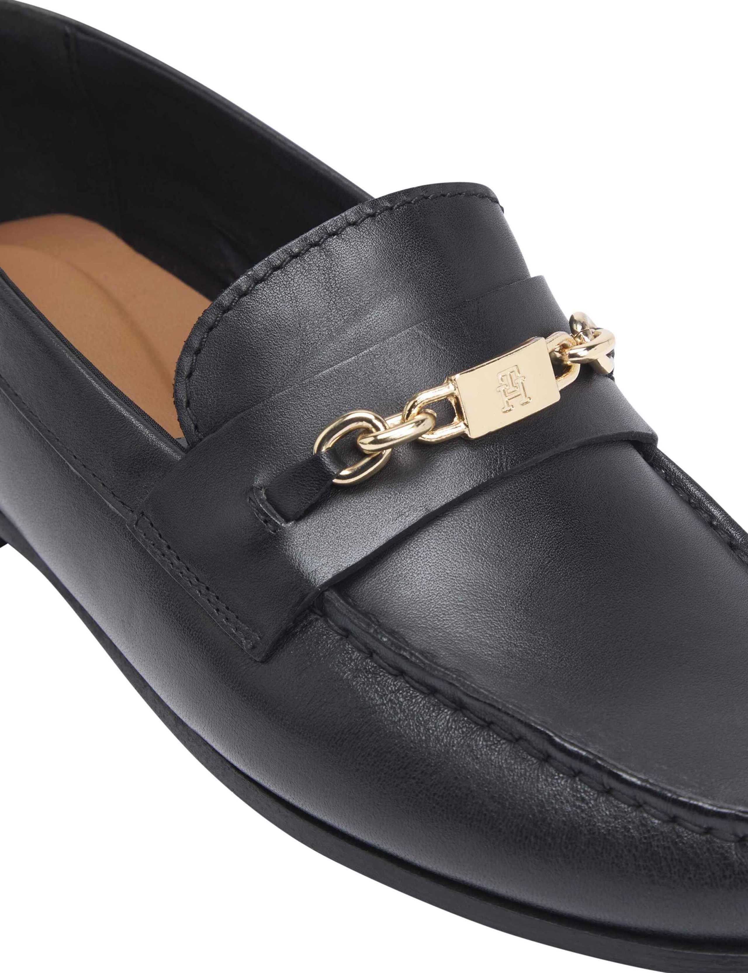 Leather Chain Trim Monogram Loafers 6 of 7