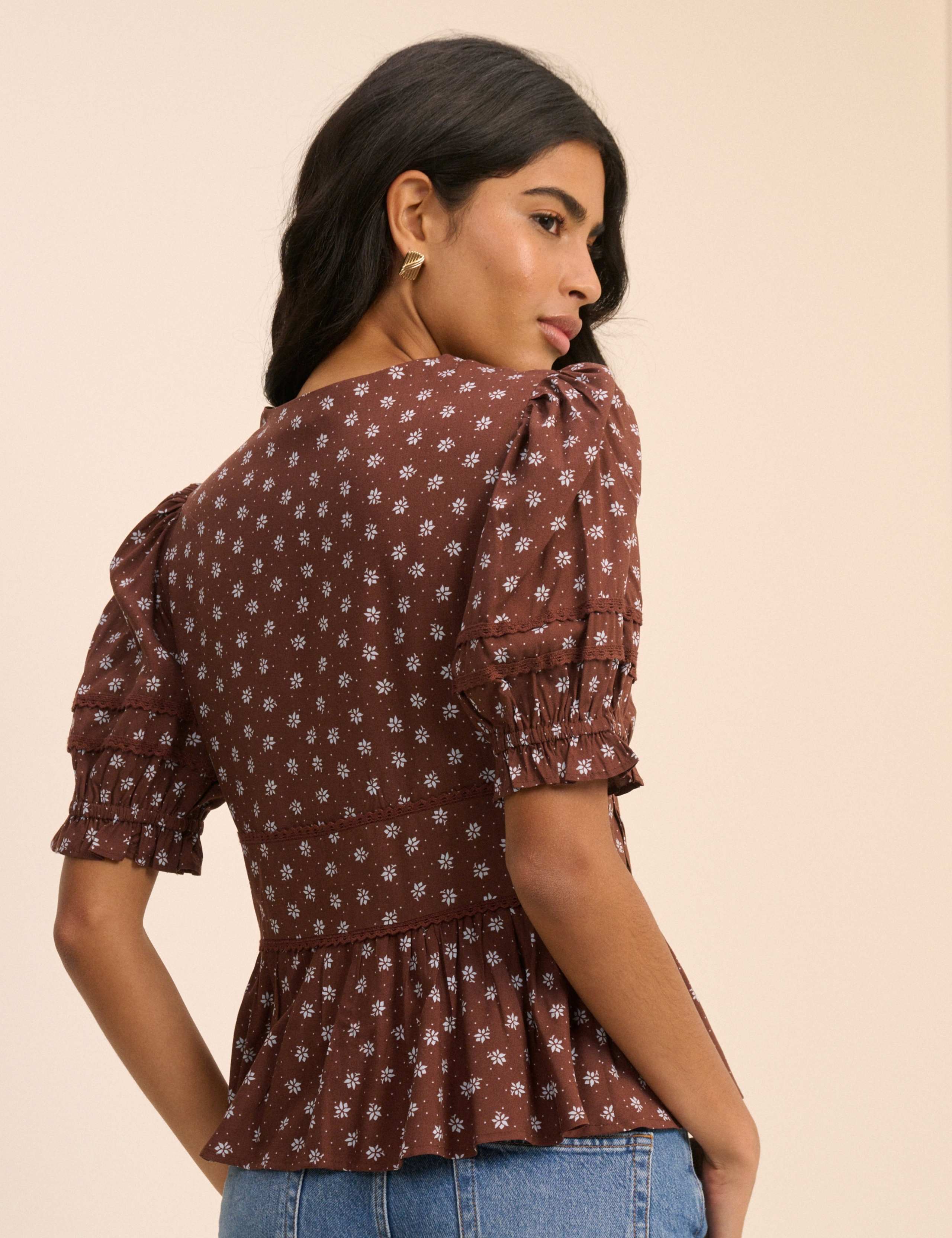Pure Cotton Floral V-Neck Blouse 2 of 5