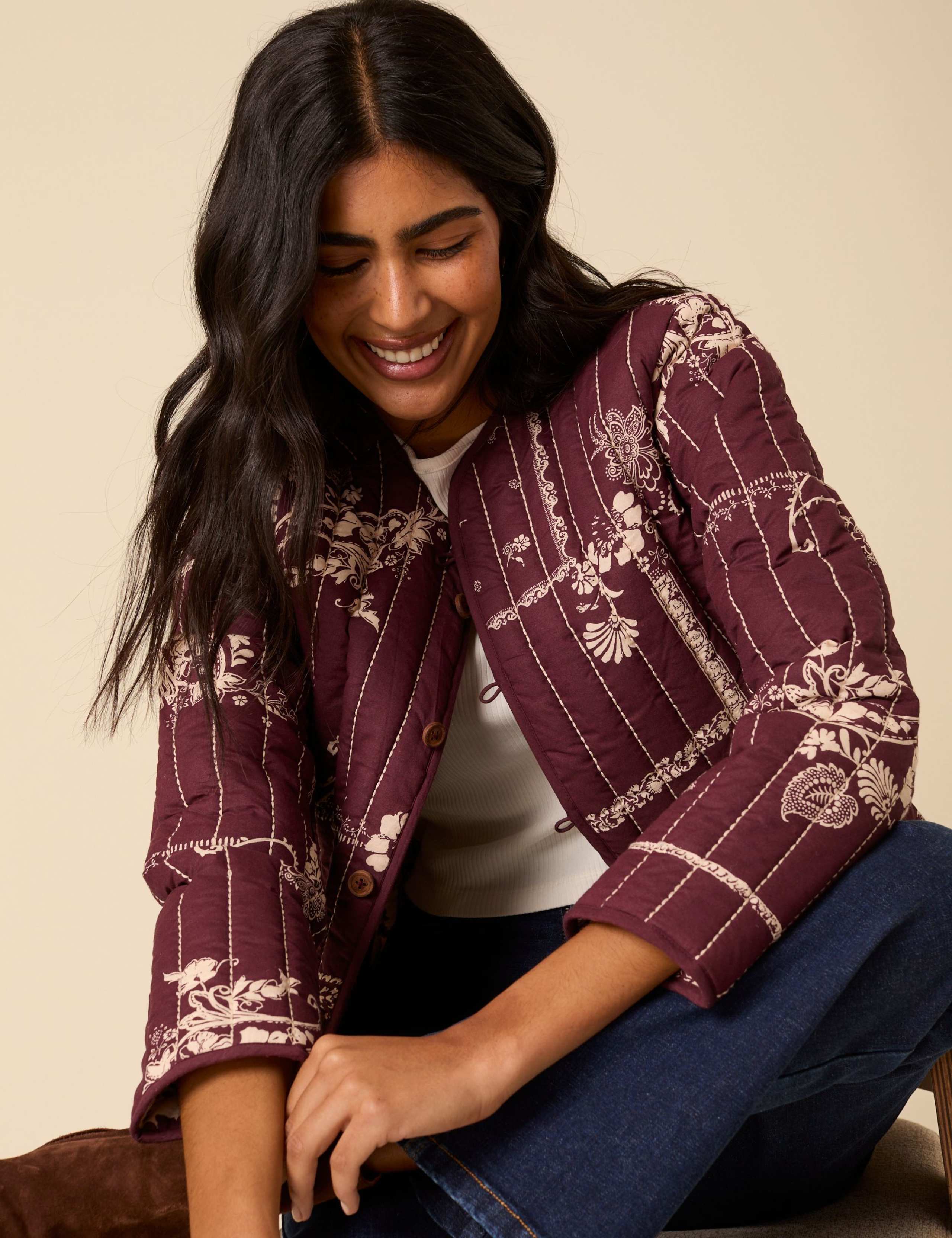 Stitched Quilted Floral Jacket 4 of 5