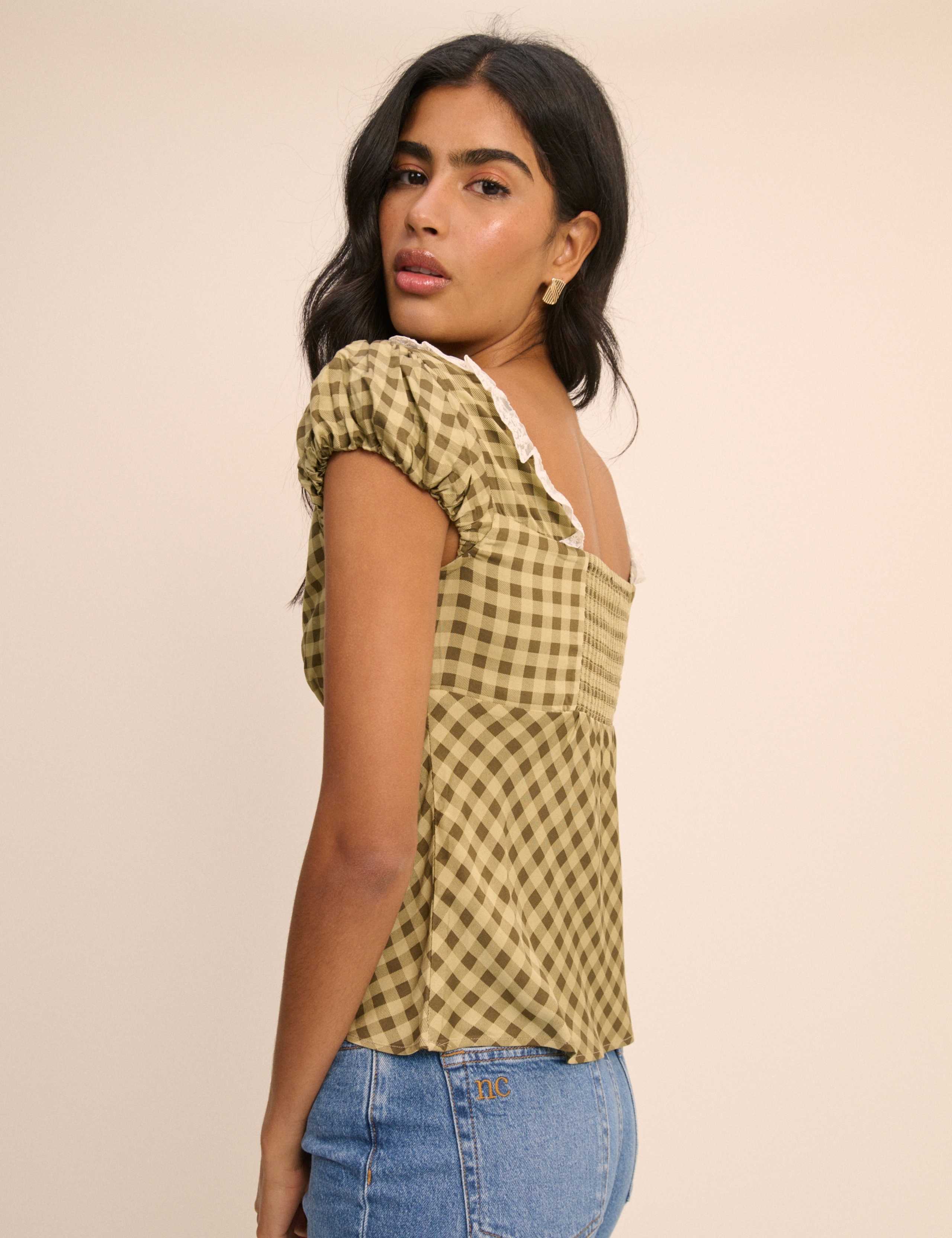 Checked Lace Detail Top 2 of 5