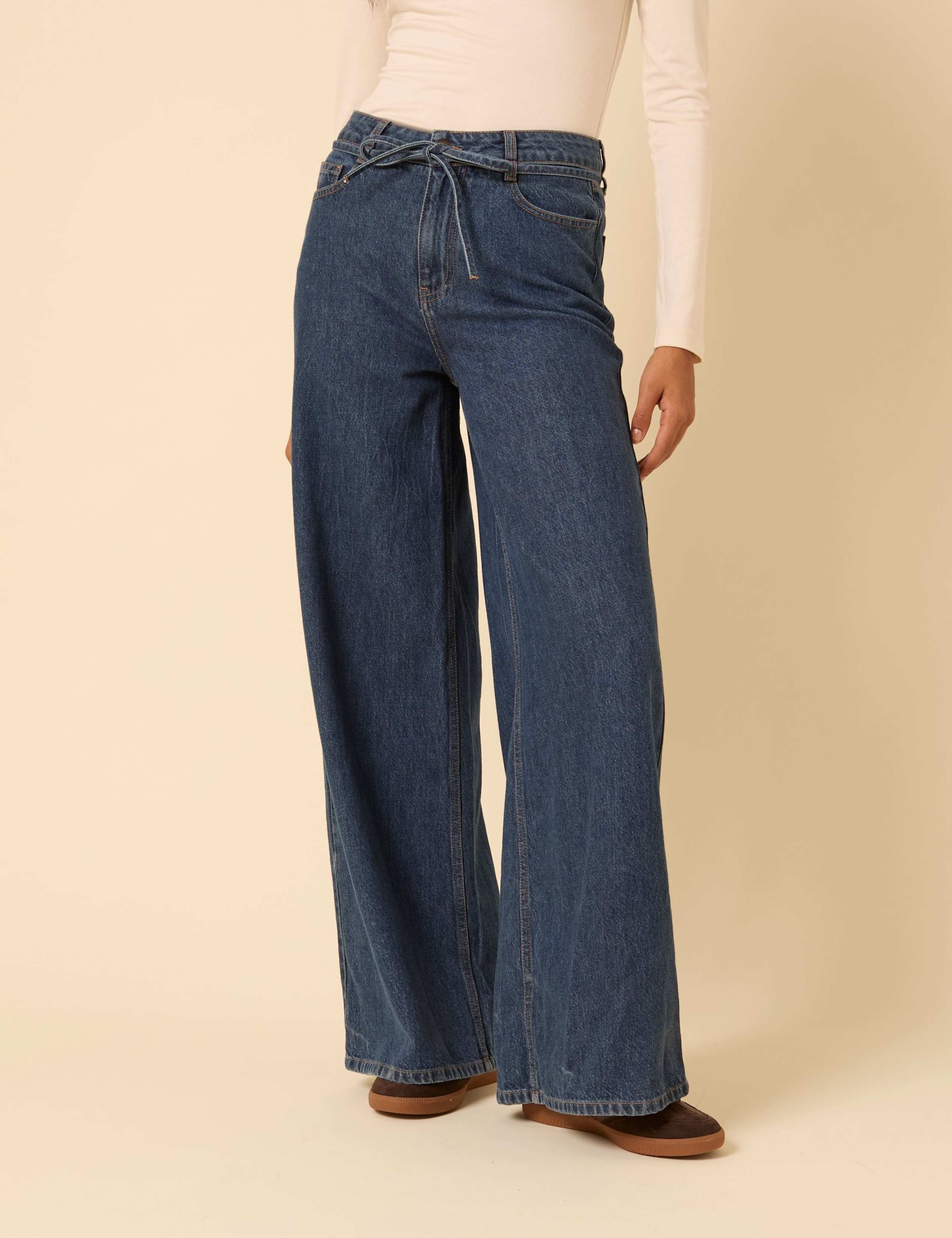 Tie Waist Wide Leg Jeans 2 of 5