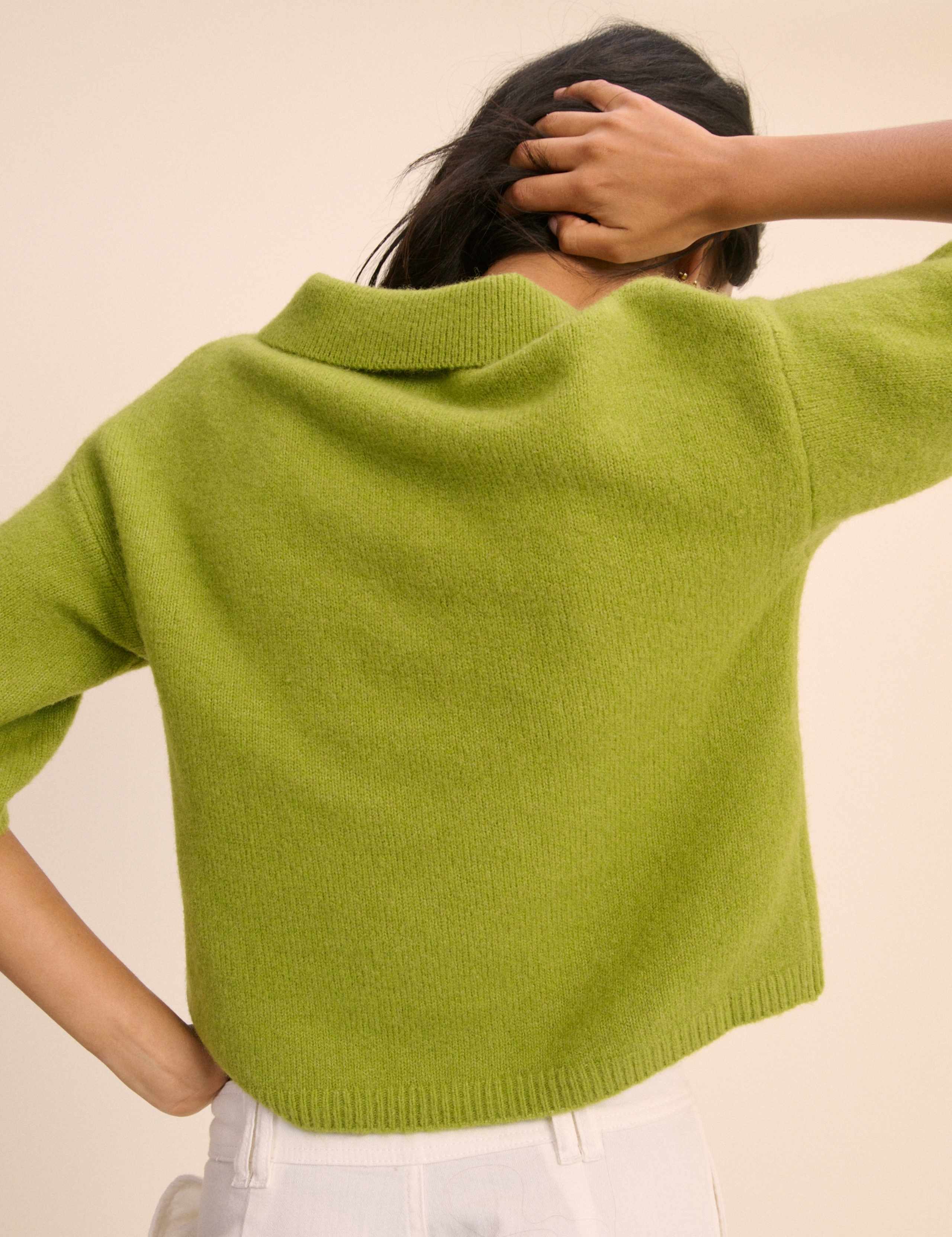 Polo Neck Knitted Top with Wool 2 of 5