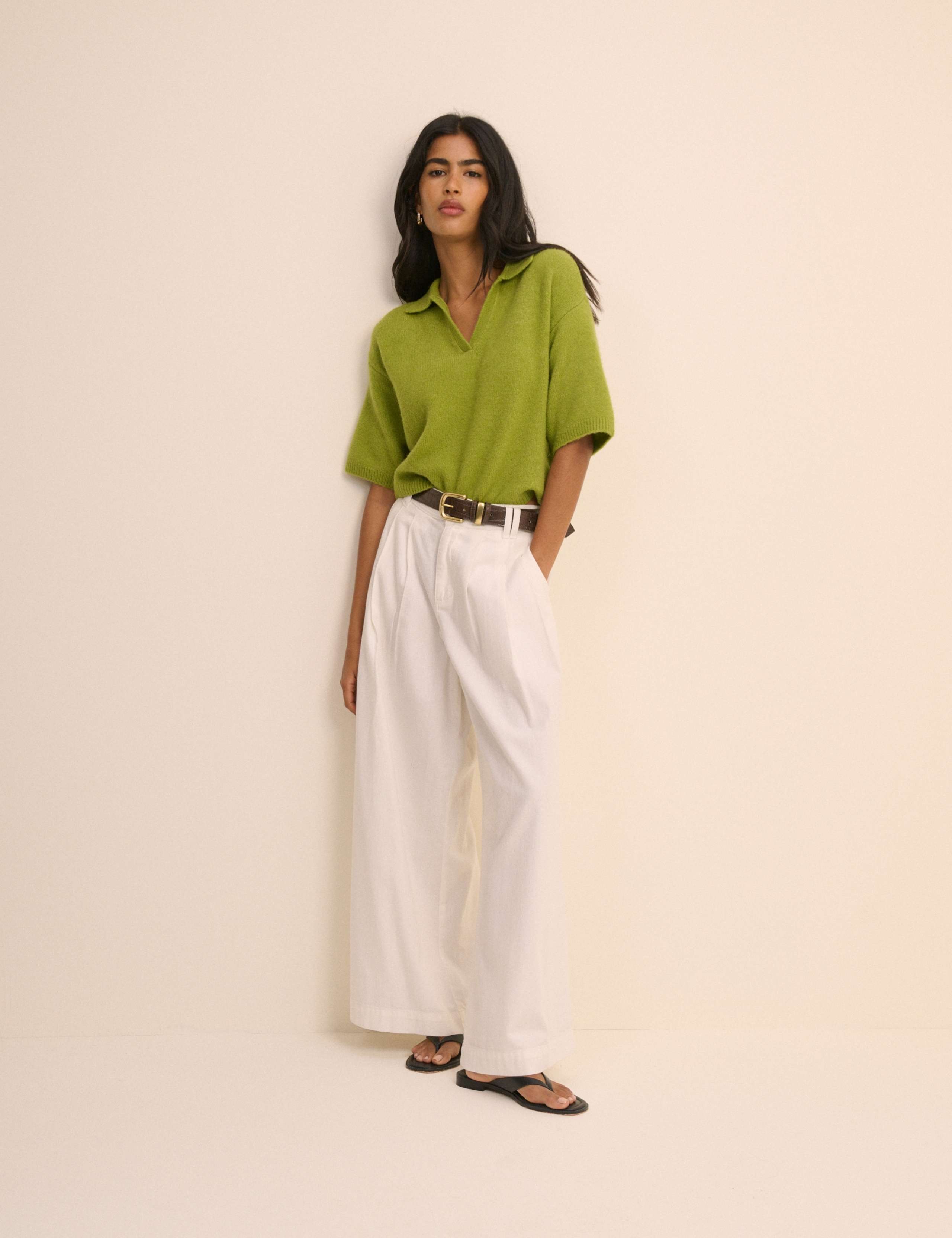 Polo Neck Knitted Top with Wool 3 of 5