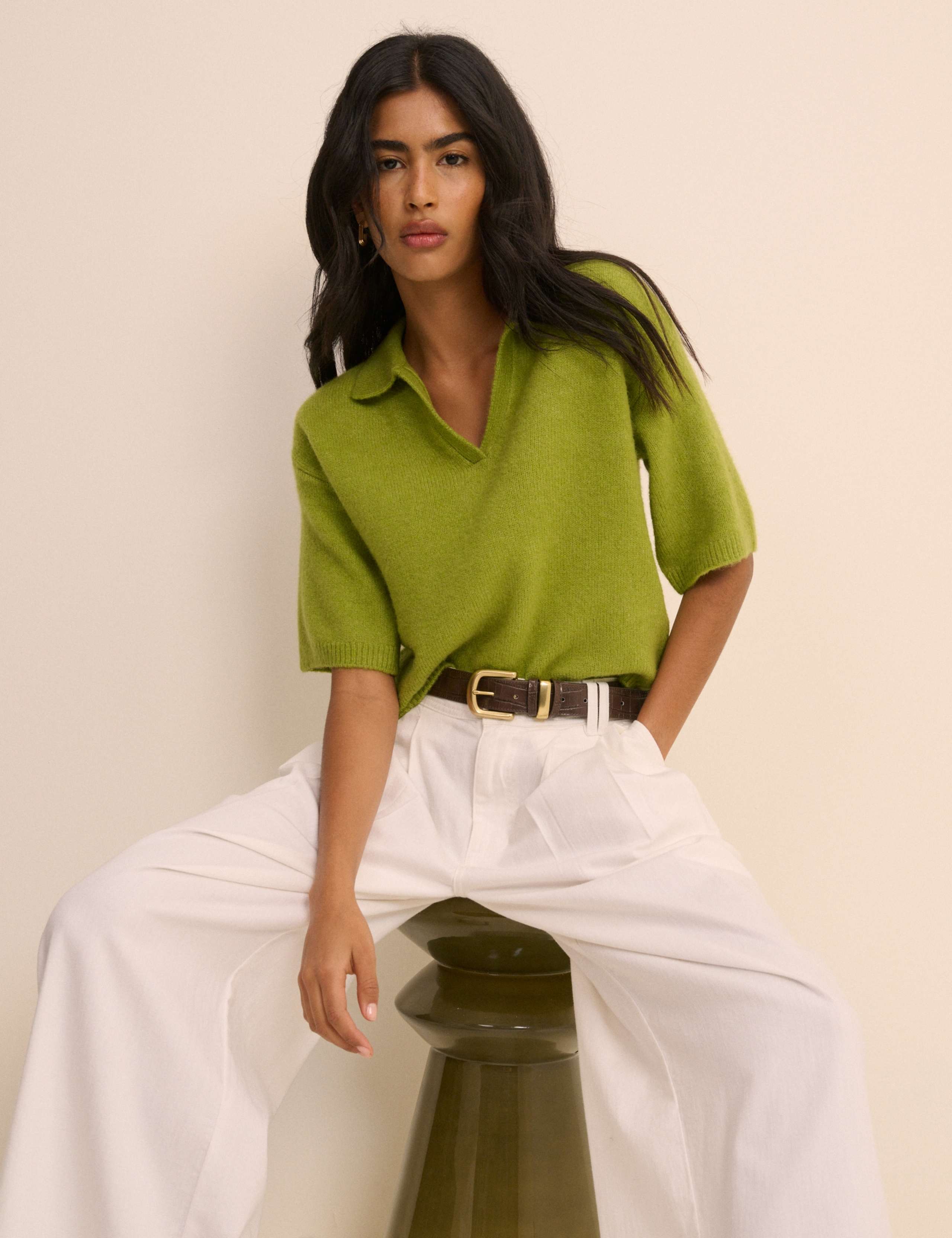 Polo Neck Knitted Top with Wool 4 of 5
