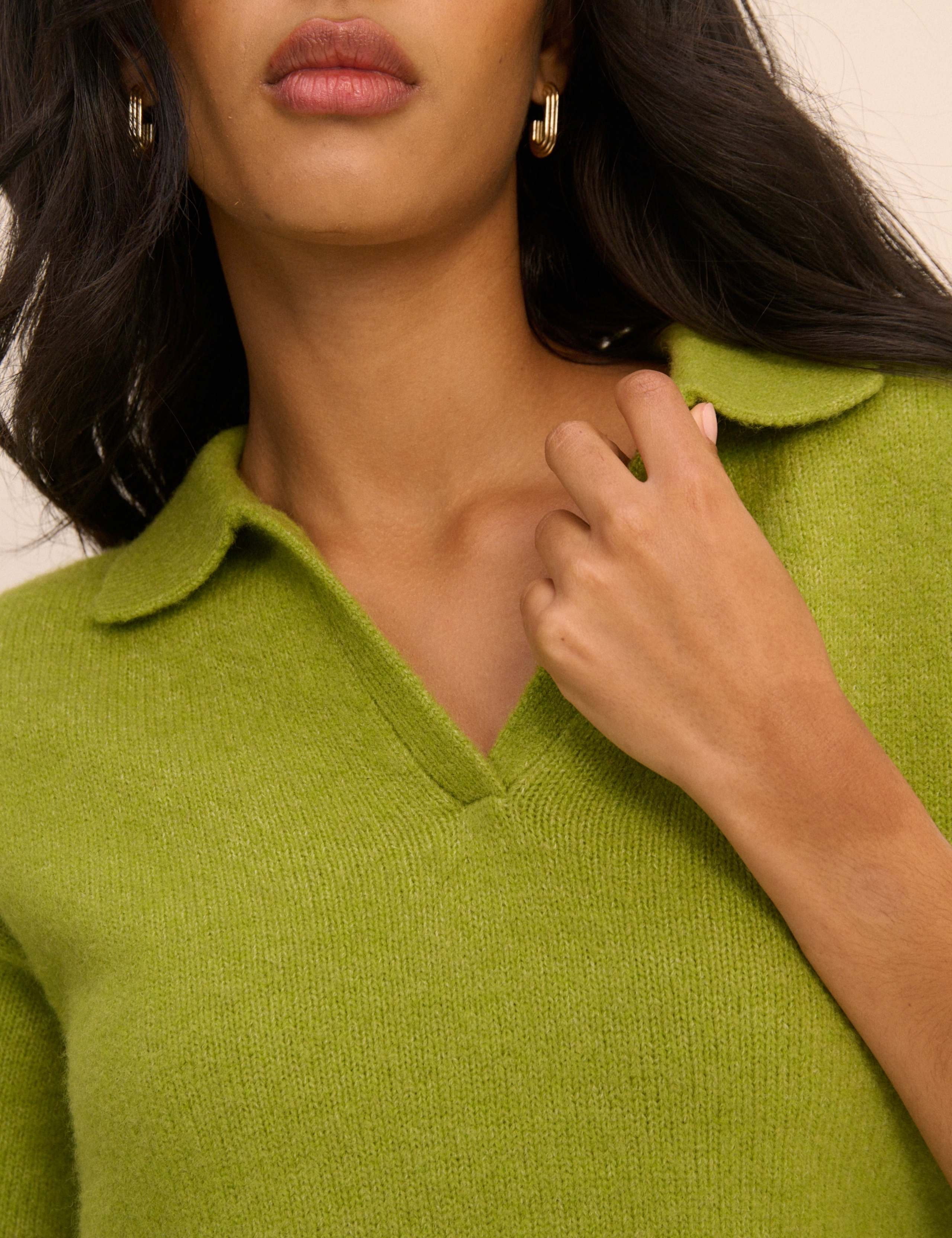 Polo Neck Knitted Top with Wool 5 of 5