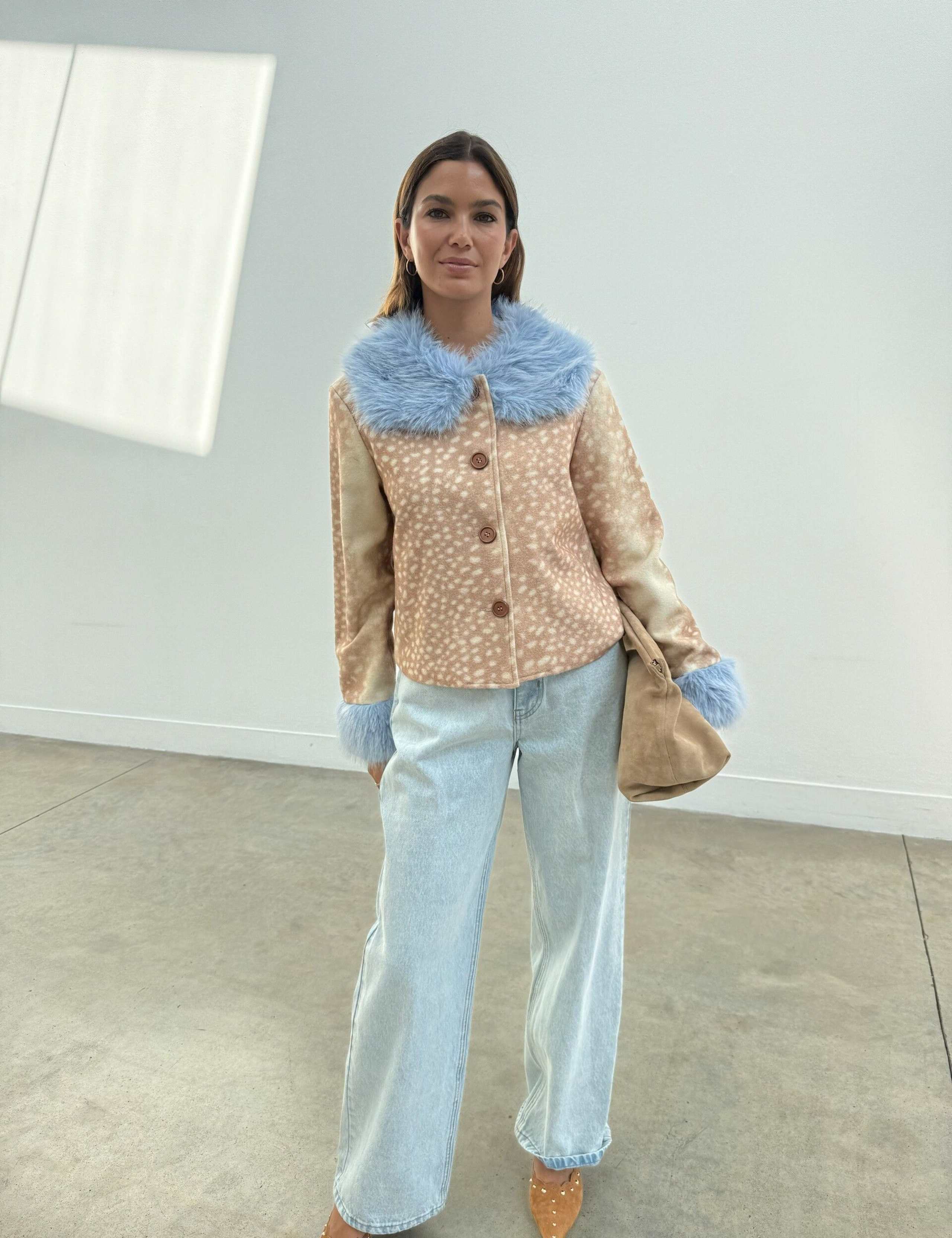 Animal Print Faux Fur Trim Short Jacket 3 of 10