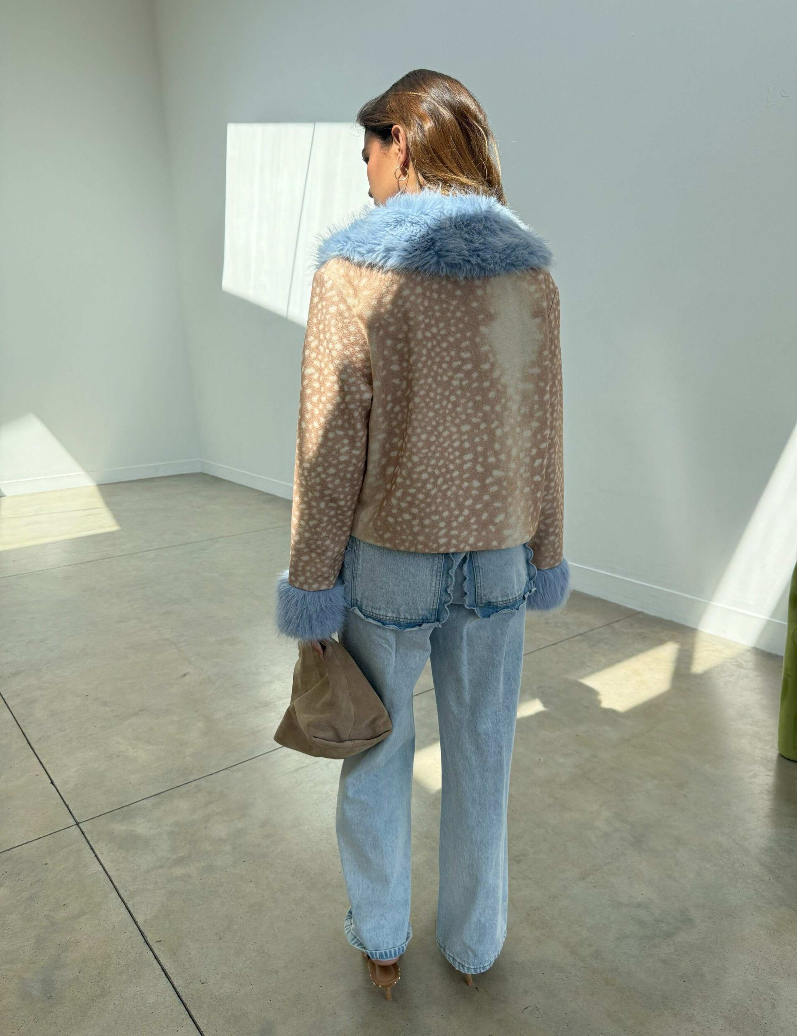 Animal Print Faux Fur Trim Short Jacket 7 of 10