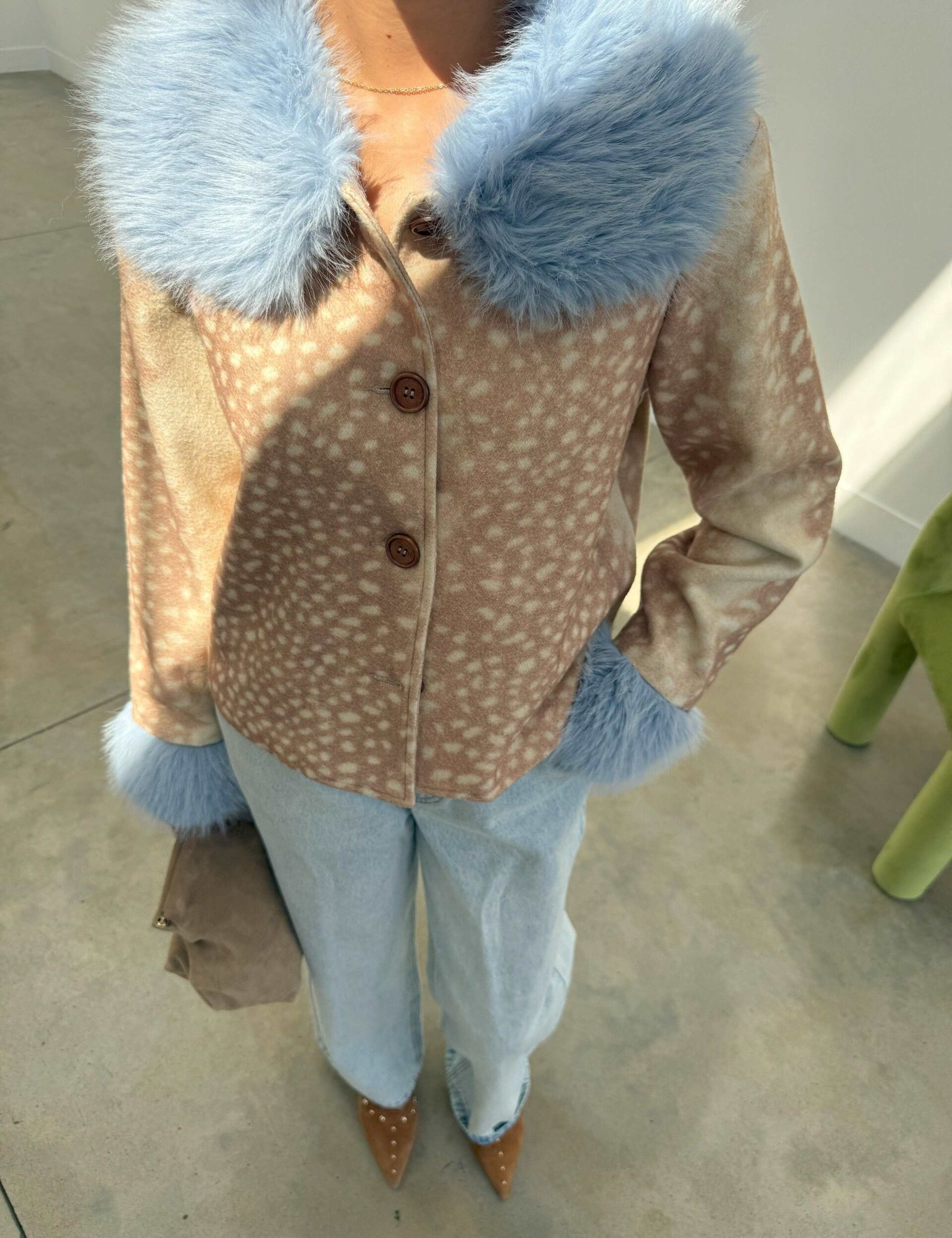 Animal Print Faux Fur Trim Short Jacket 8 of 10