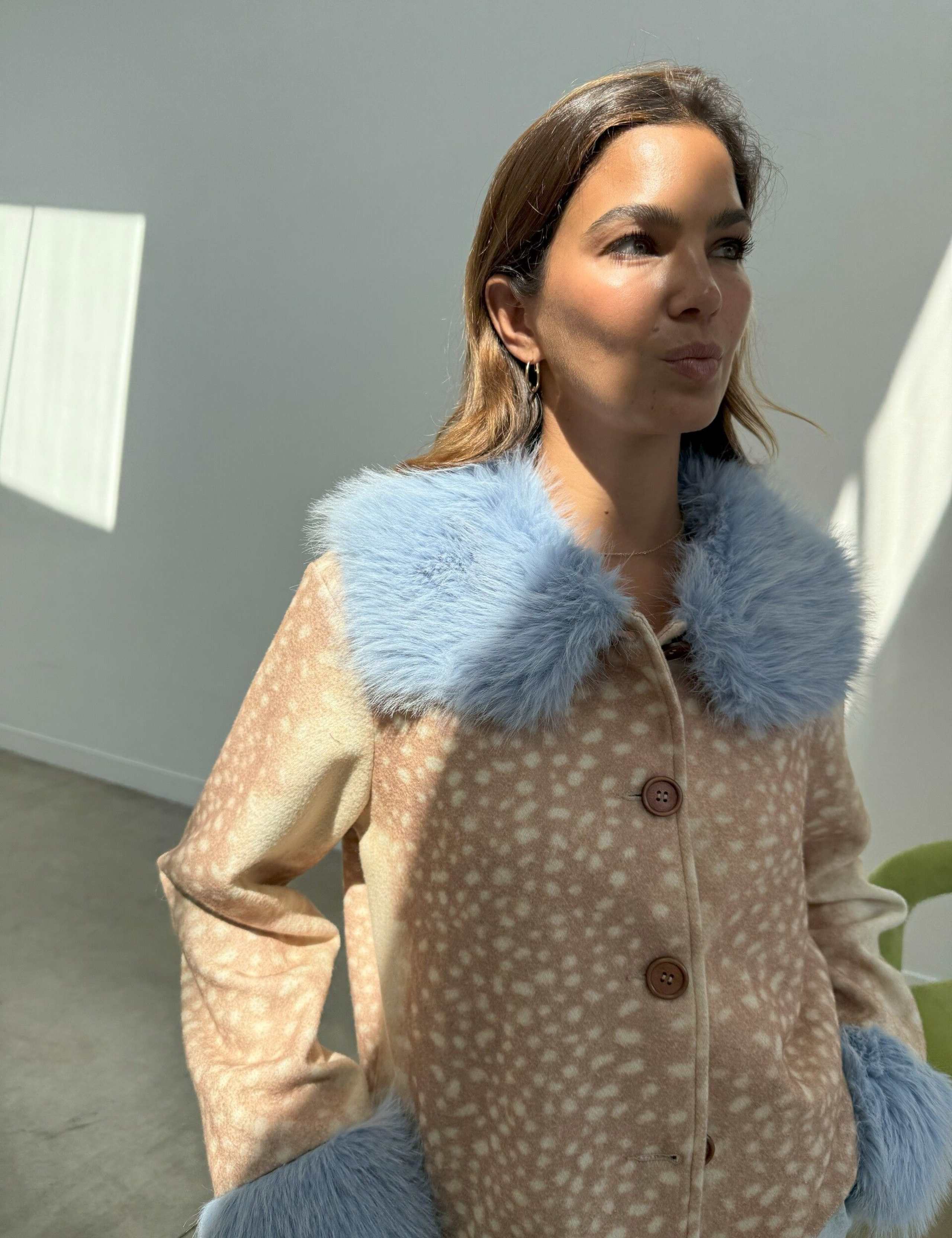 Animal Print Faux Fur Trim Short Jacket 10 of 10