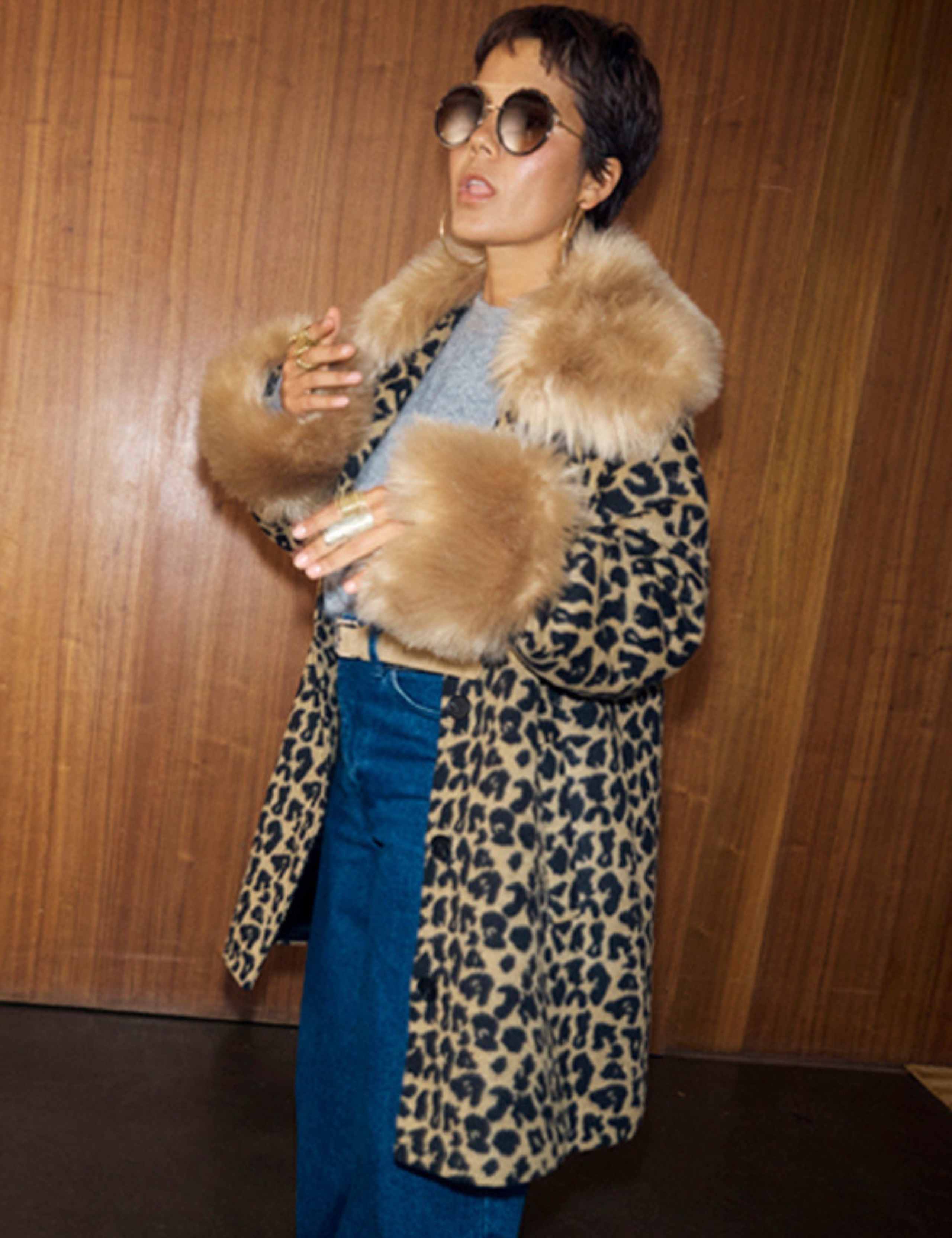 Faux Fur Leopard Print Coat 1 of 5