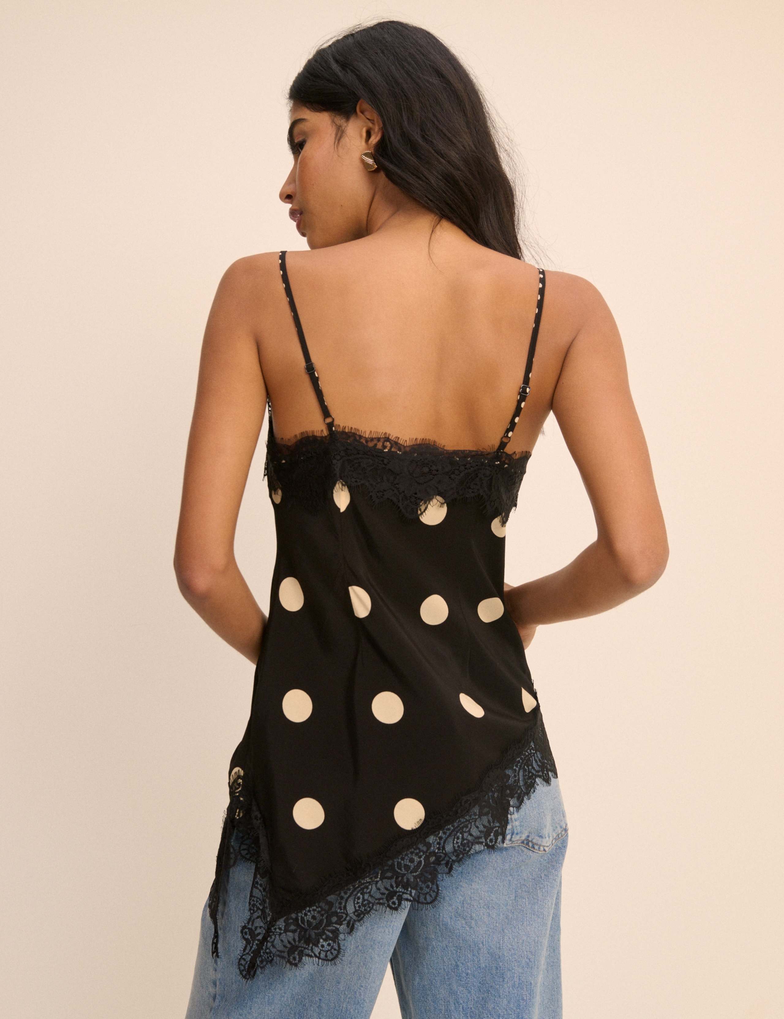 Polka Dot Lace Trim Cami Top 2 of 5