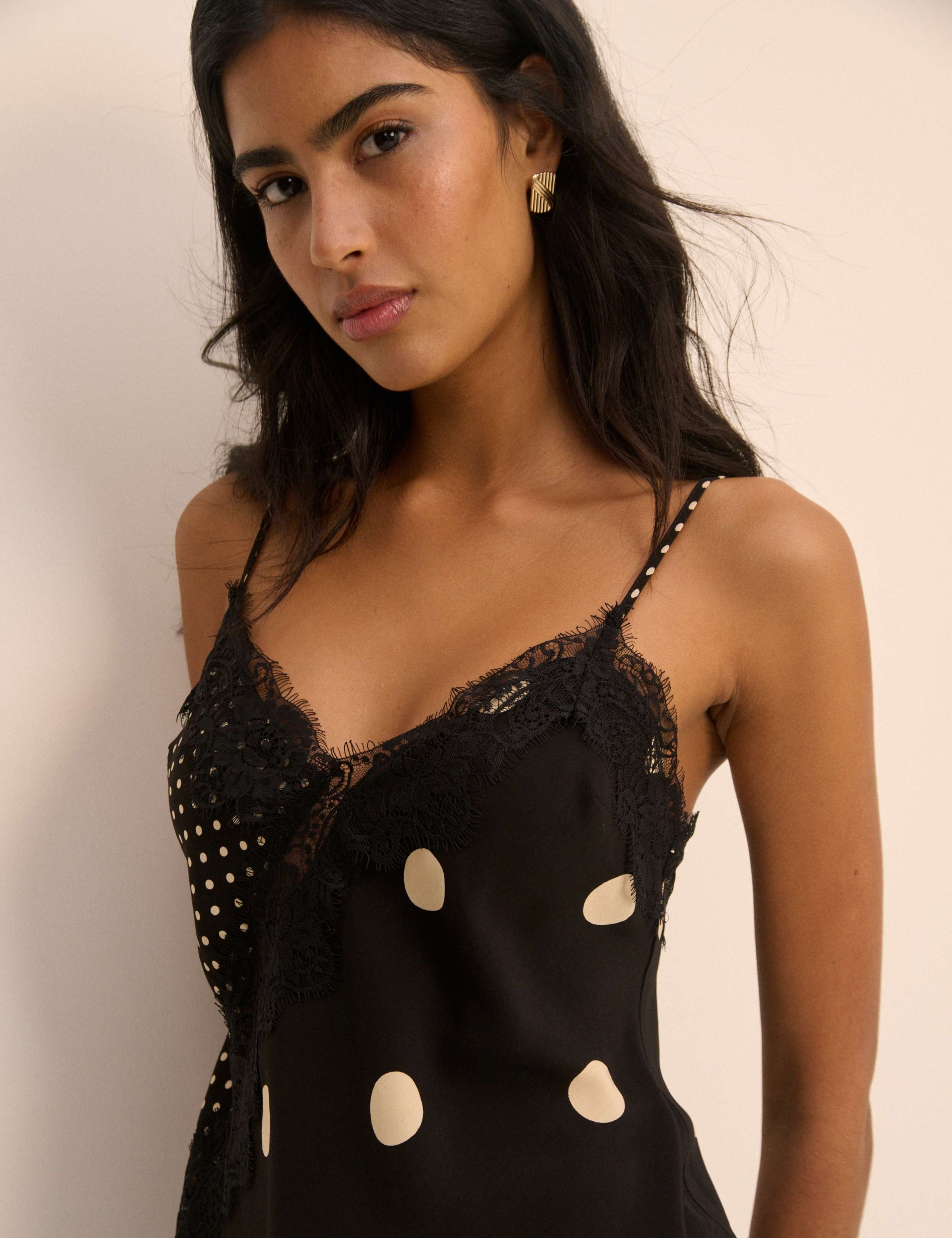 Polka Dot Lace Trim Cami Top 3 of 5