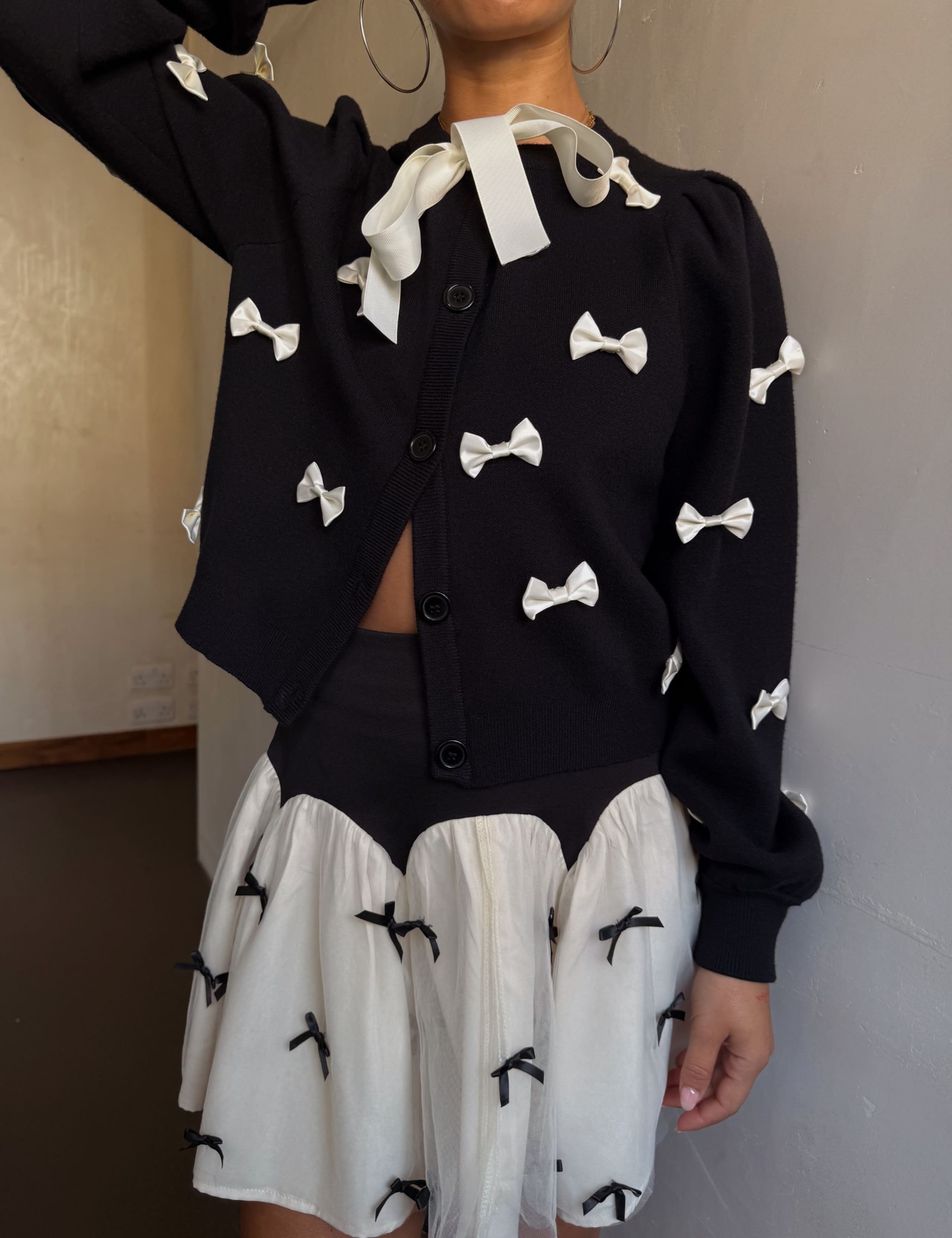 Embellished Bow Relaxed Cardigan 3 of 4