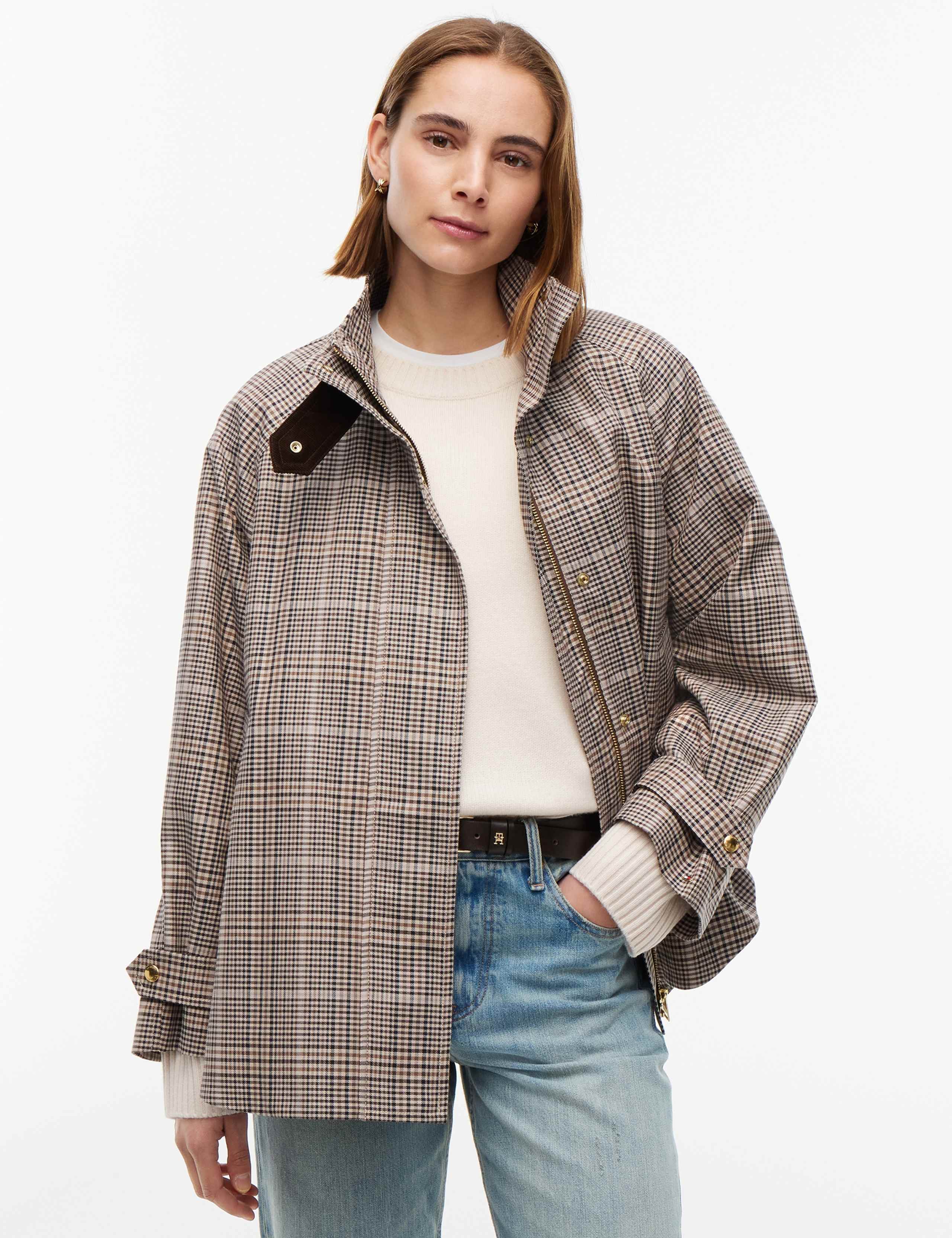 Pure Cotton Checked Cape Coat 4 of 5