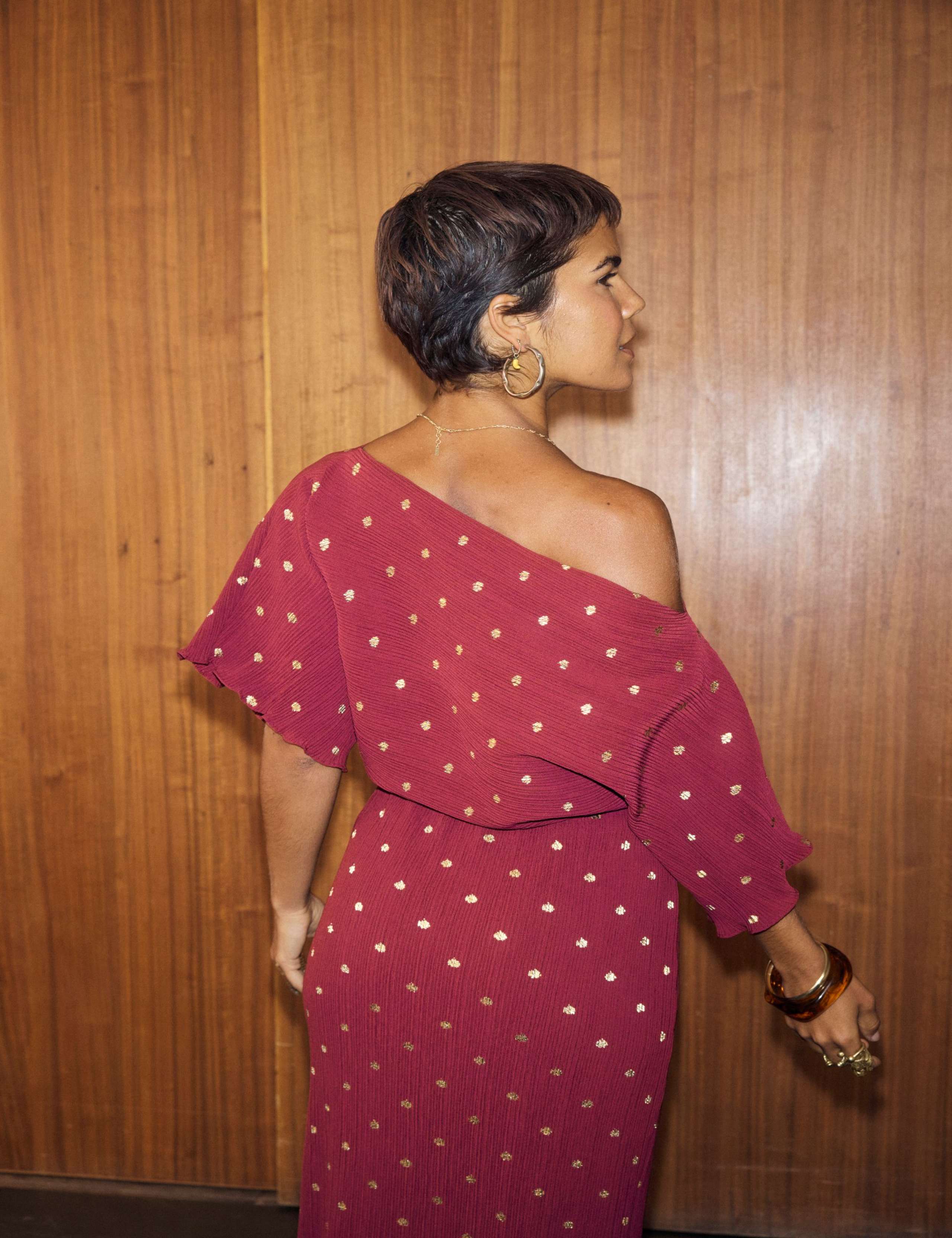 Spot Print Plisse Maxi Waisted Dress 3 of 4
