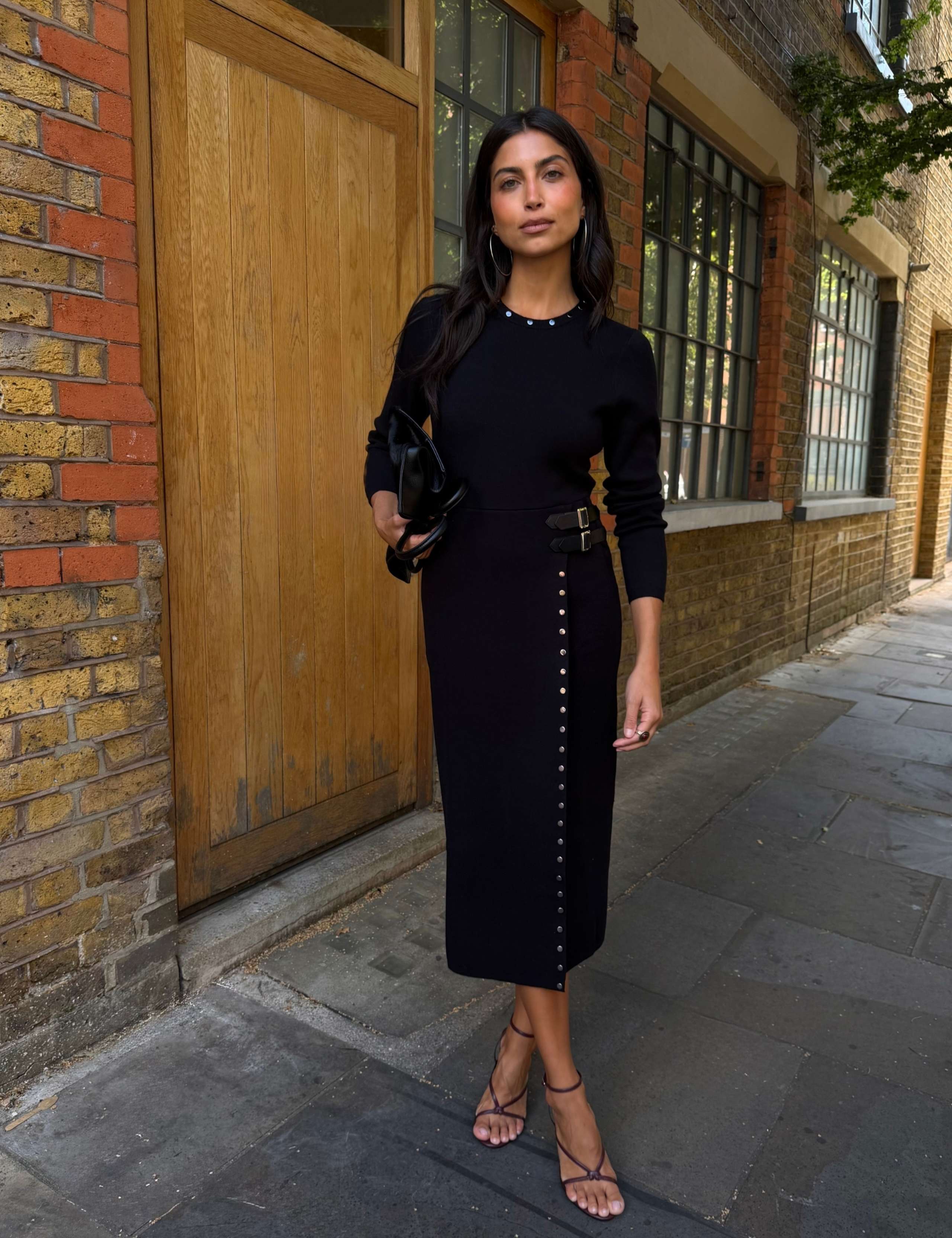 Round Neck Stud Detail Maxi Waisted Dress 1 of 5