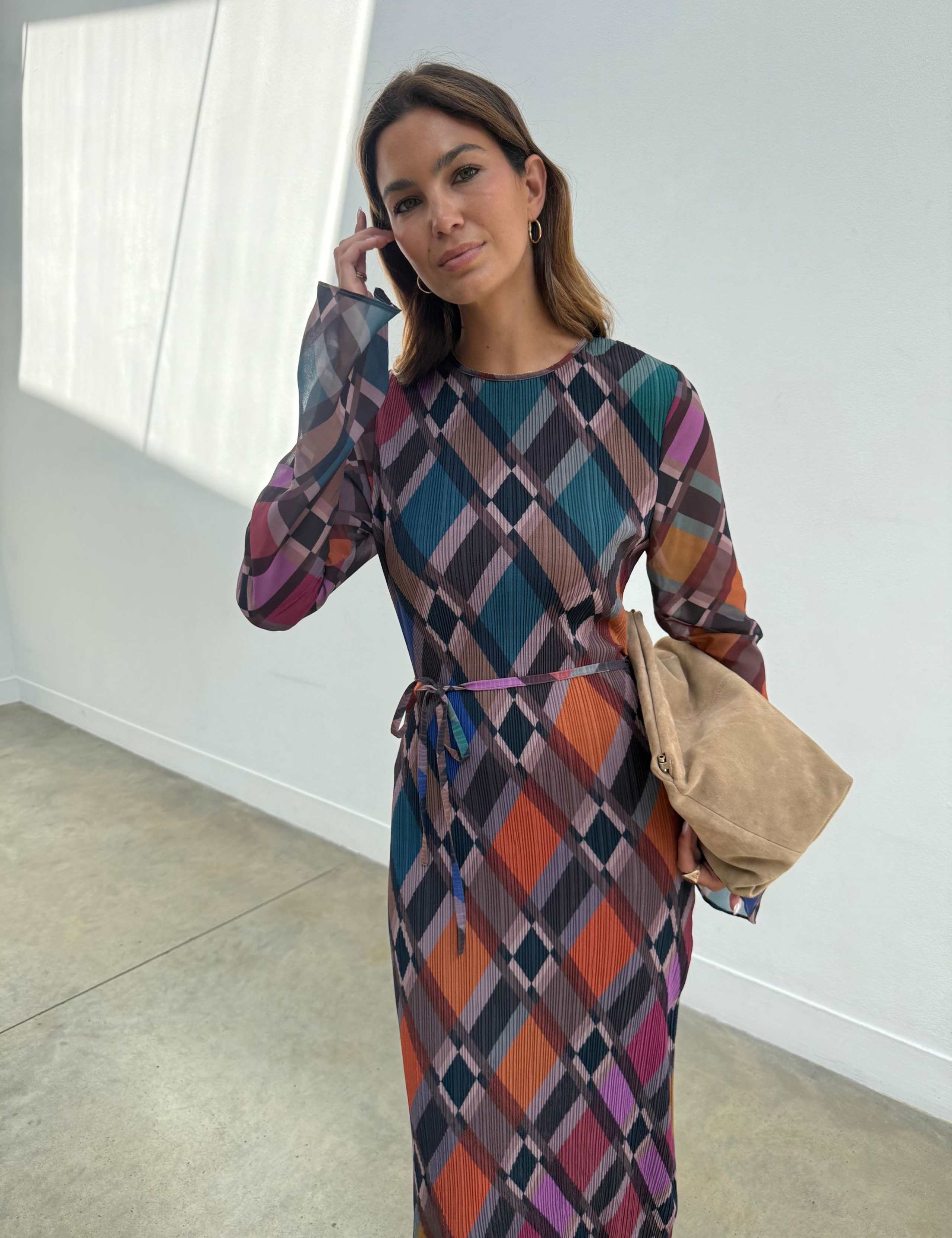 Checked Plisse Tie Waist Maxi Dress 5 of 5