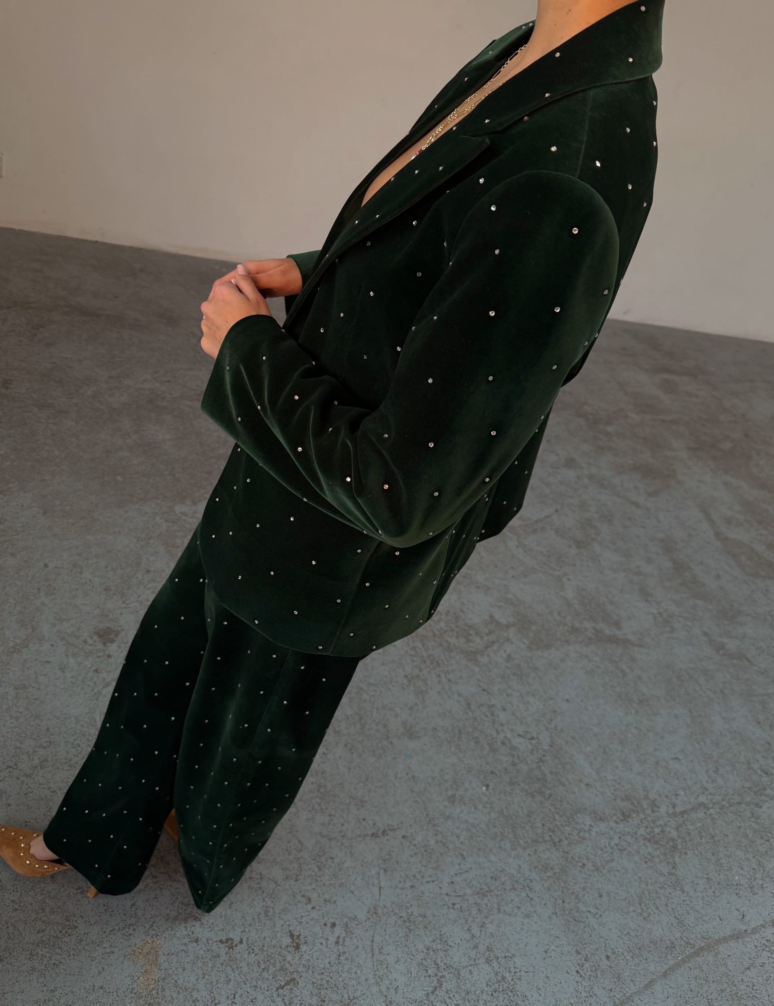 Velvet Diamanté Slim Fit Trousers 2 of 2