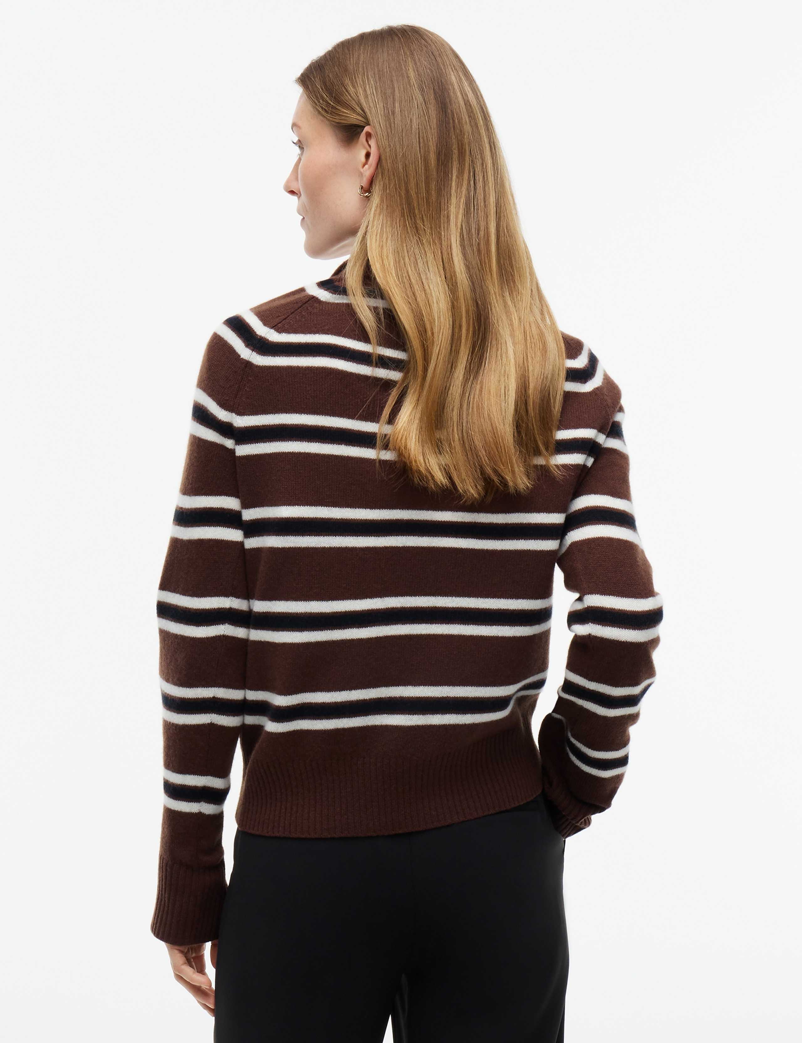 Pure Wool Striped Half Zip Jumper 5 of 5