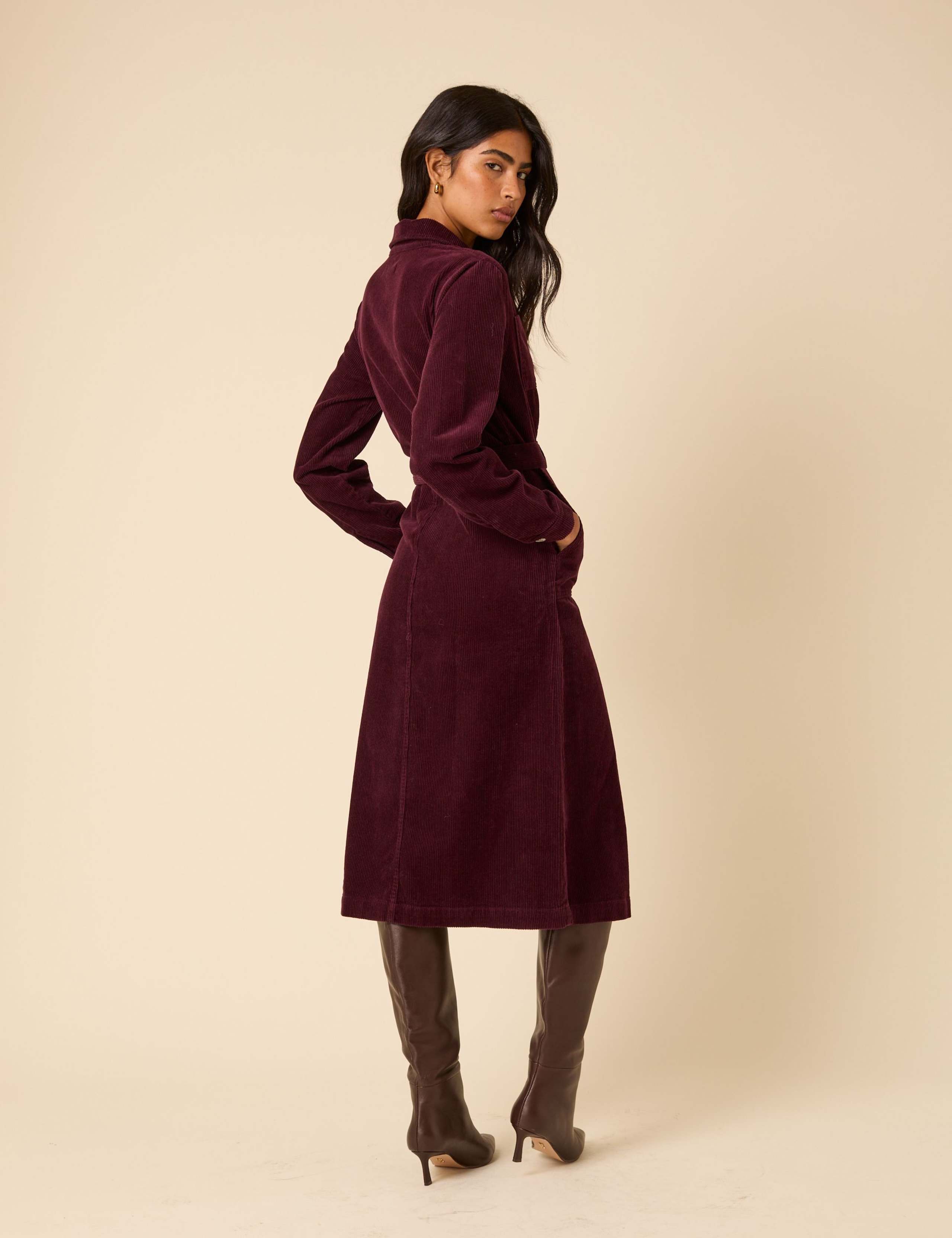 Pure Cotton Cord Midi Shirt Dress 2 of 5