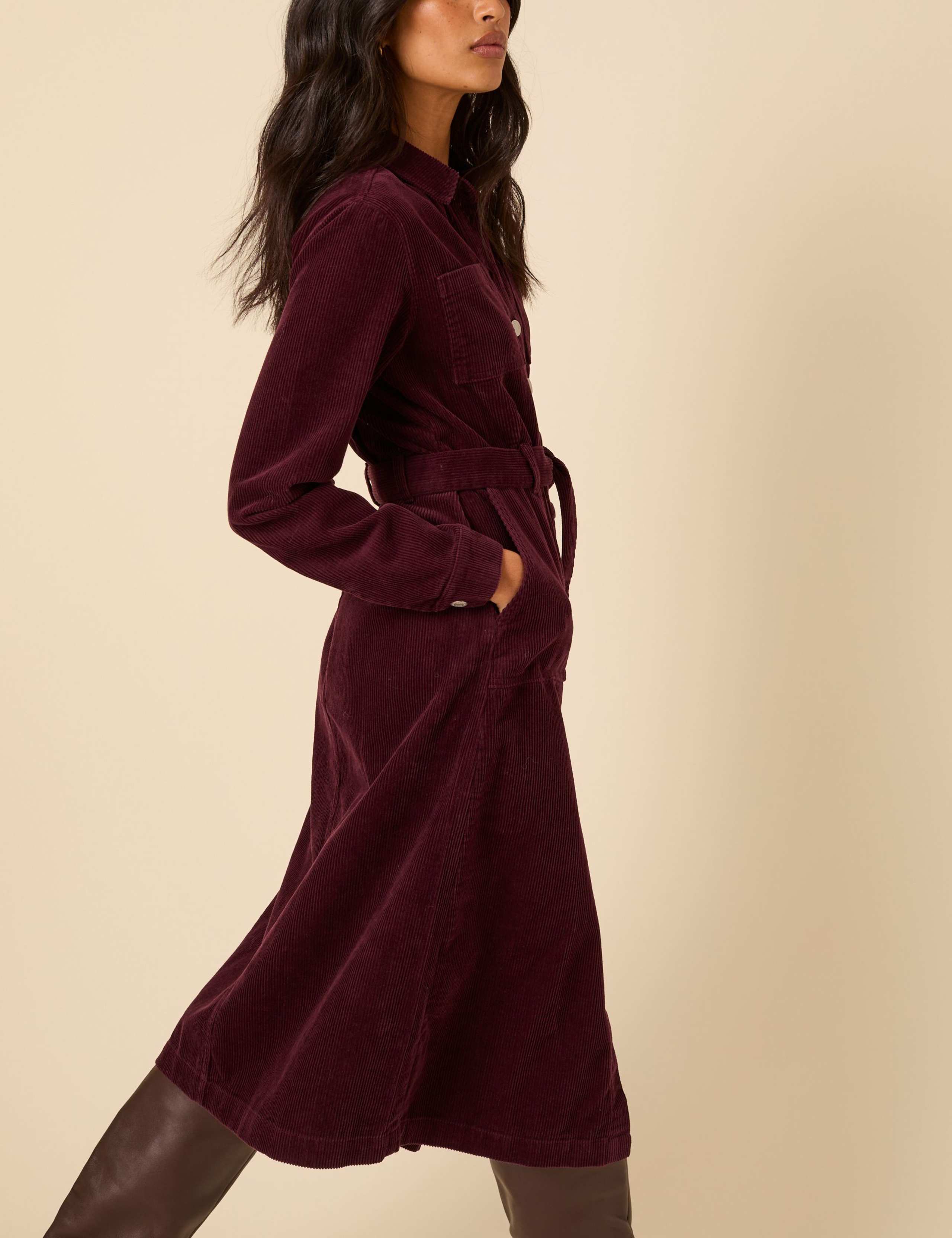 Pure Cotton Cord Midi Shirt Dress 5 of 5