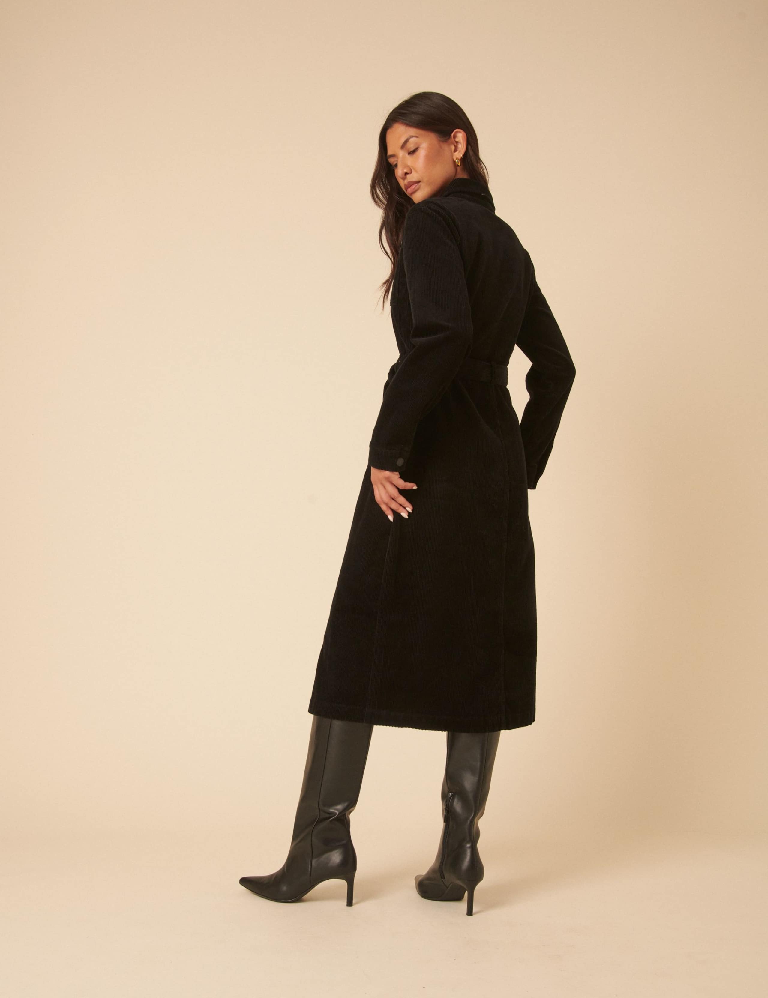 Pure Cotton Cord Belted Midi Shirt Dress 3 of 5