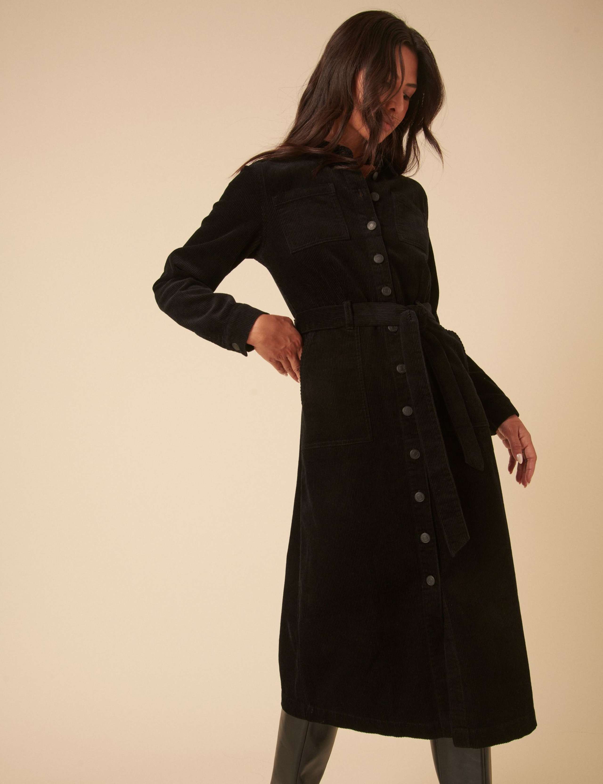 Pure Cotton Cord Belted Midi Shirt Dress 4 of 5