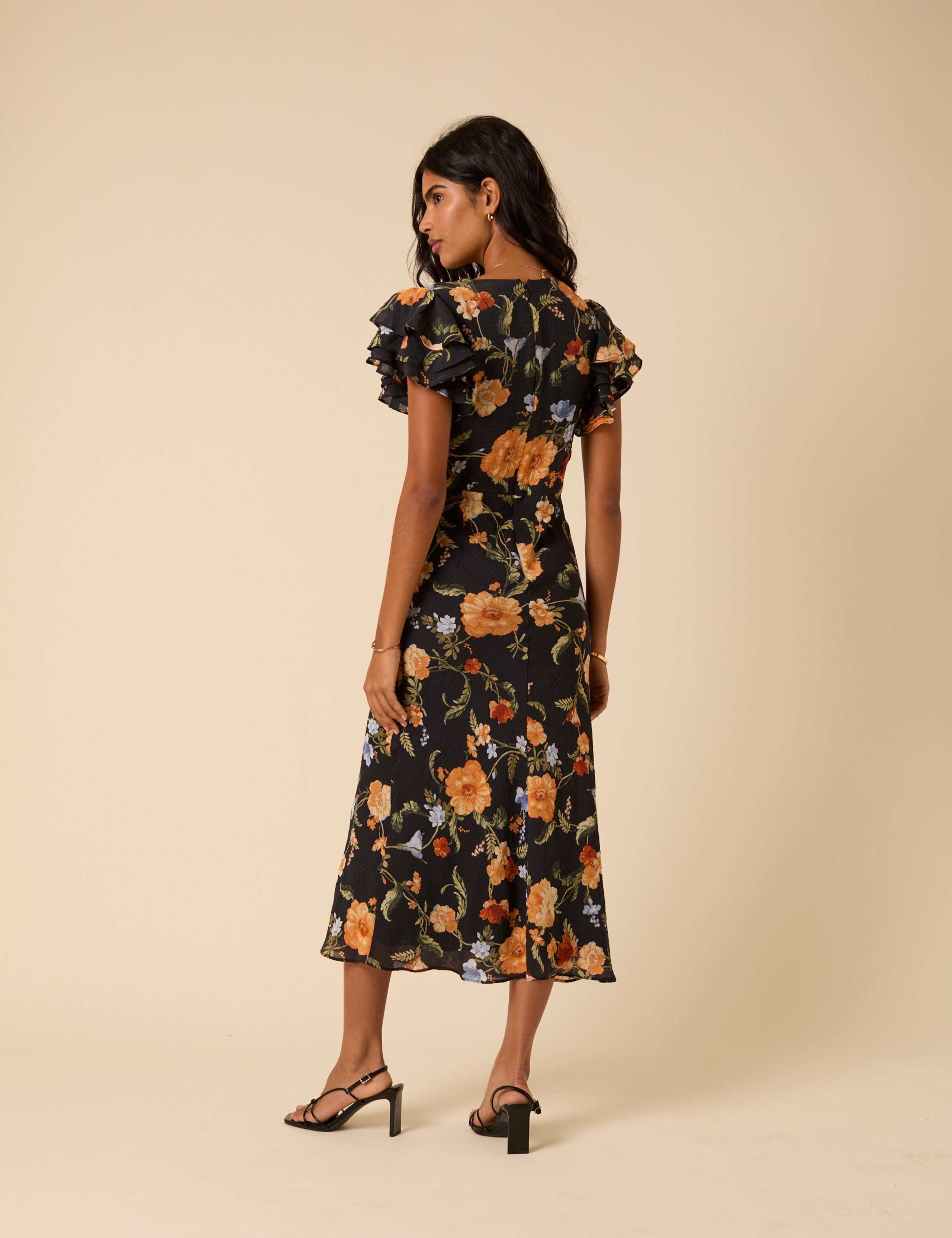 Floral V-Neck Midi Tea Dress 2 of 5