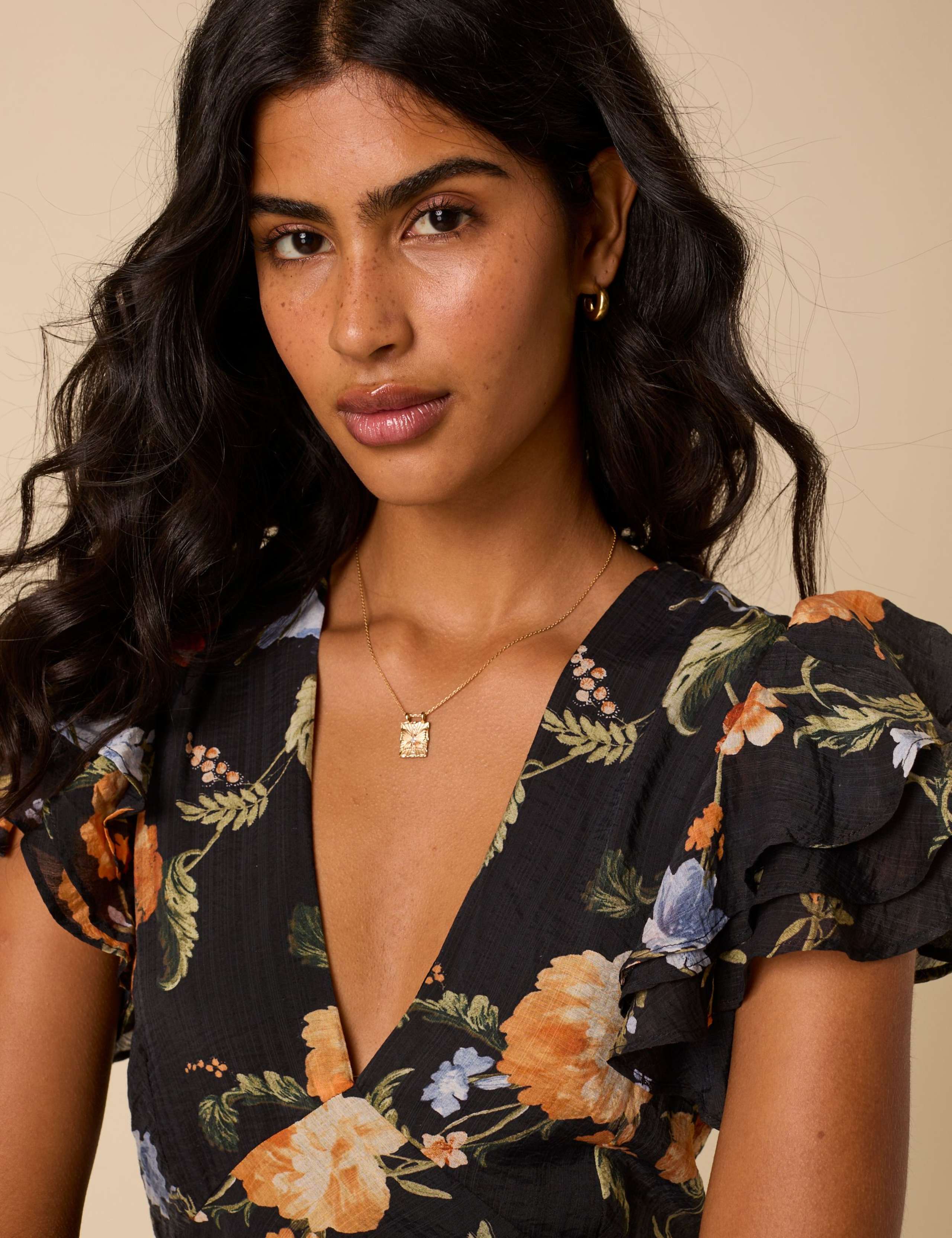 Floral V-Neck Midi Tea Dress 5 of 5