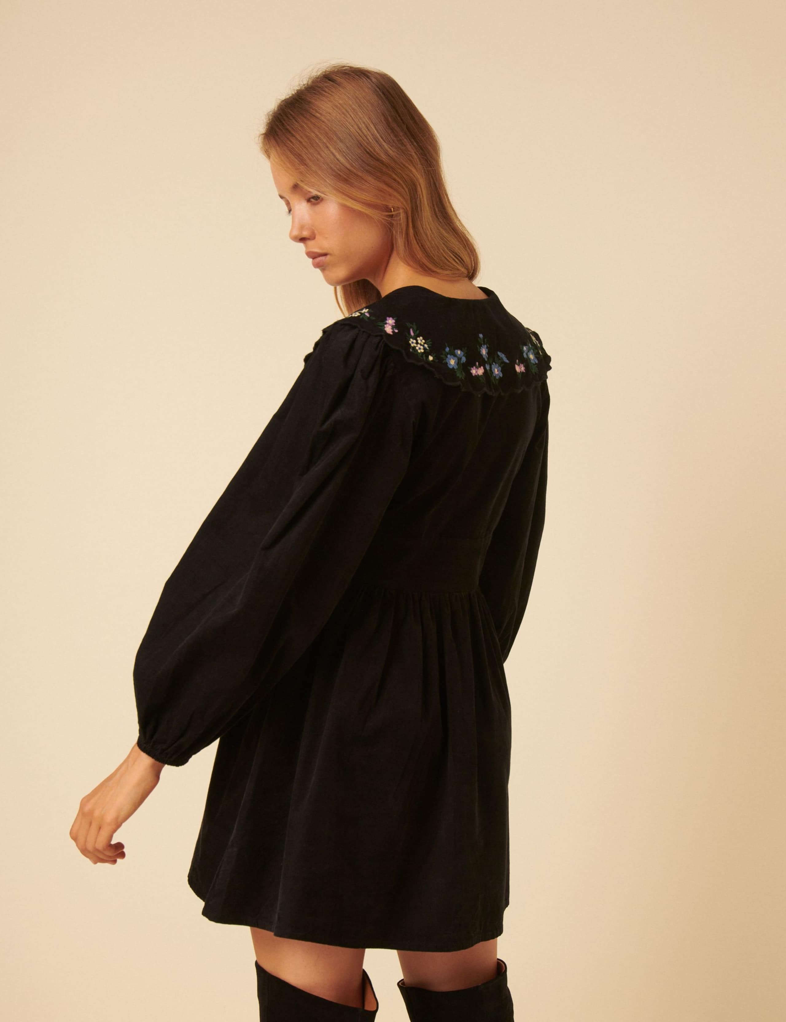 Cotton Embroidered Collared Mini Dress 3 of 5