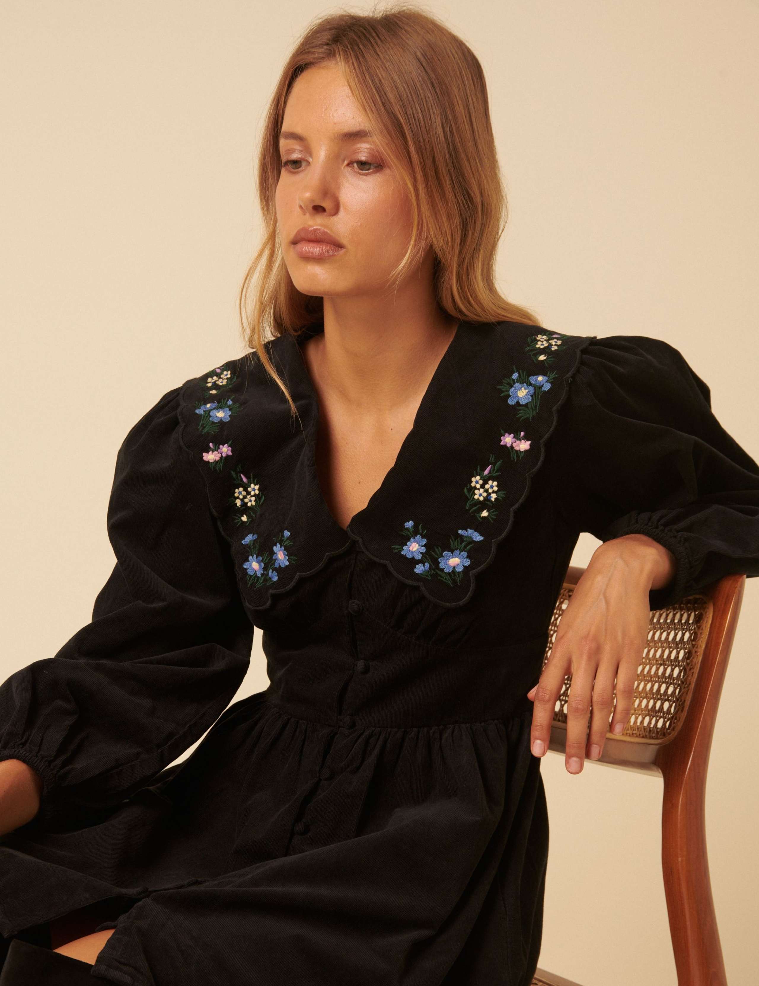 Cotton Embroidered Collared Mini Dress 5 of 5