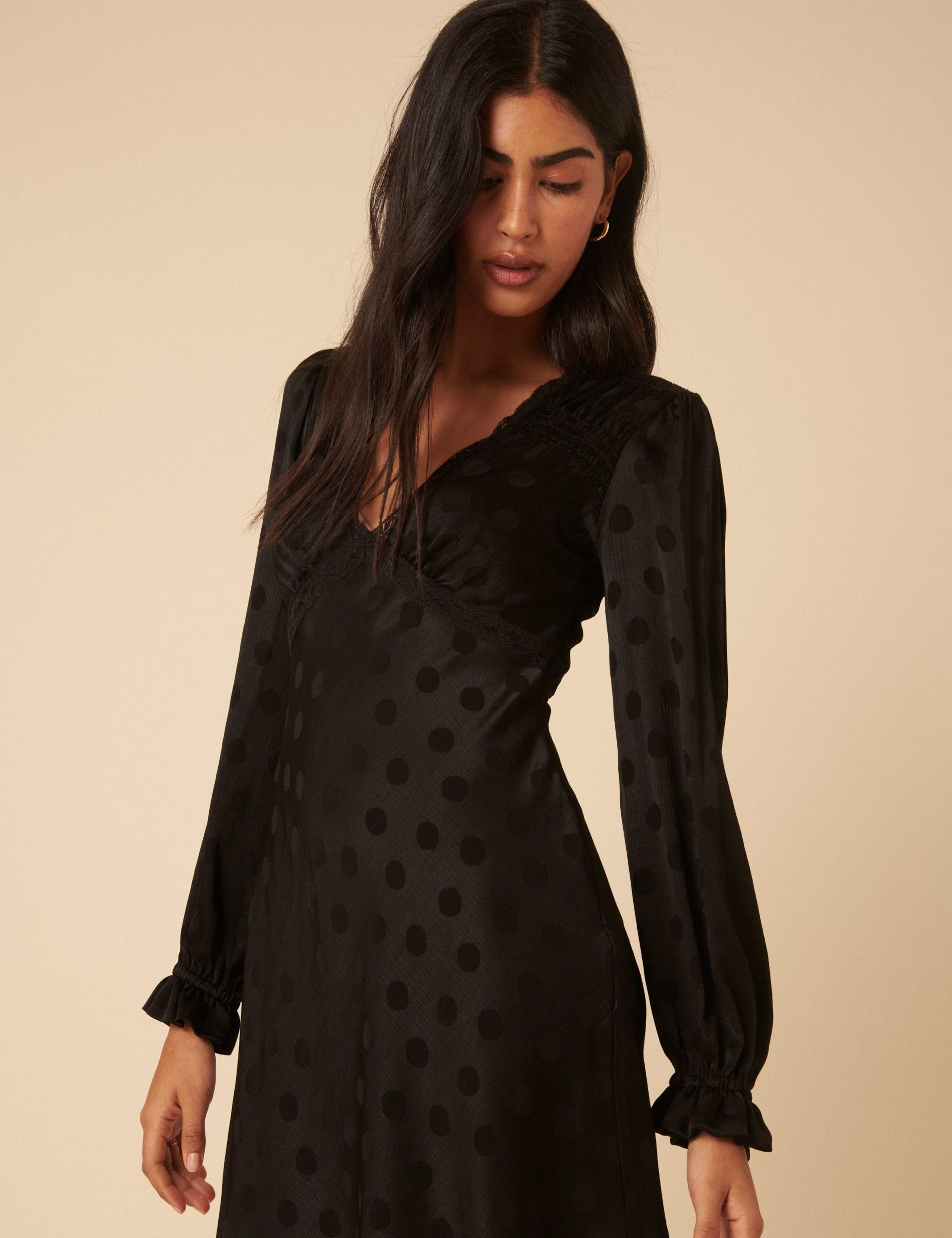 Polka Dot V-Neck Mini Skater Dress 3 of 5