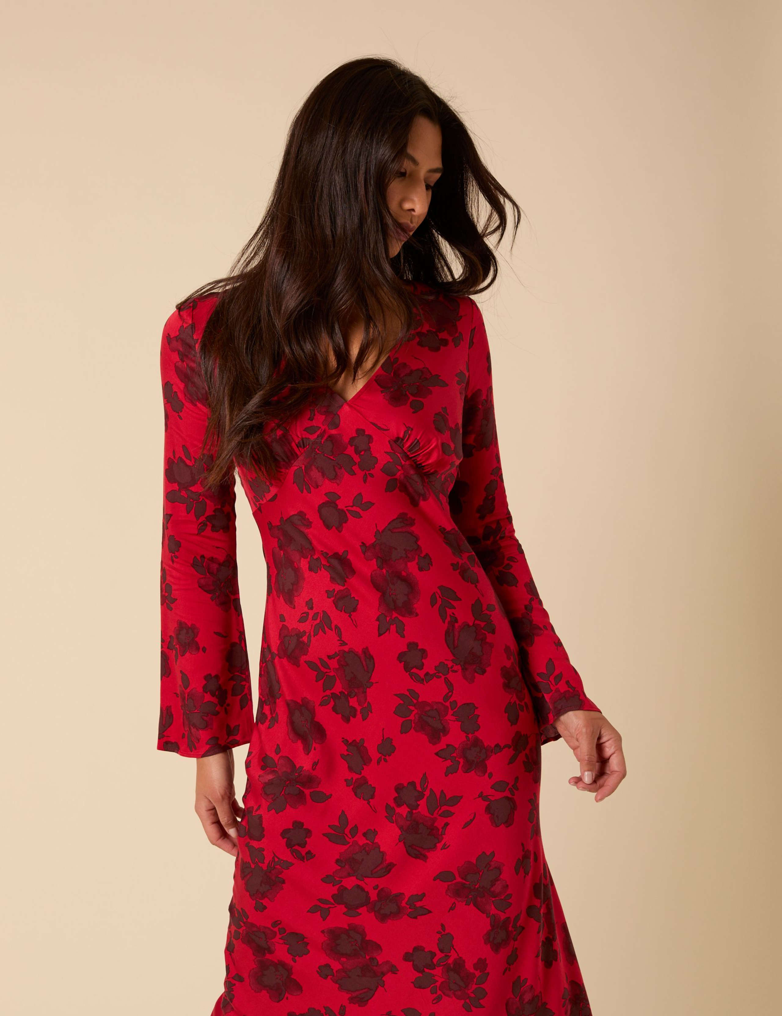 Floral V-Neck Midi Tea Dress 4 of 5