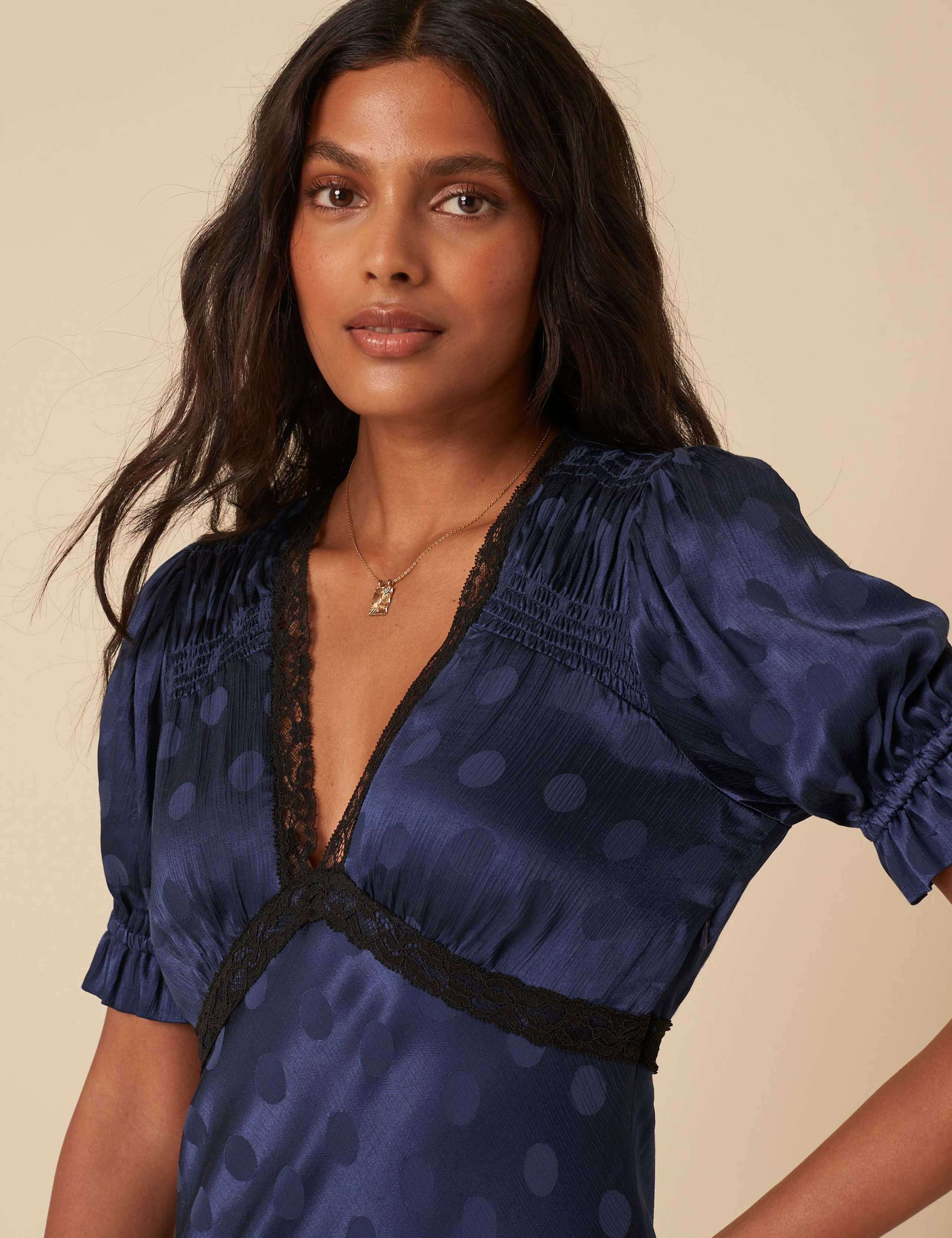Polka Dot V-Neck Midi Tea Dress 5 of 5