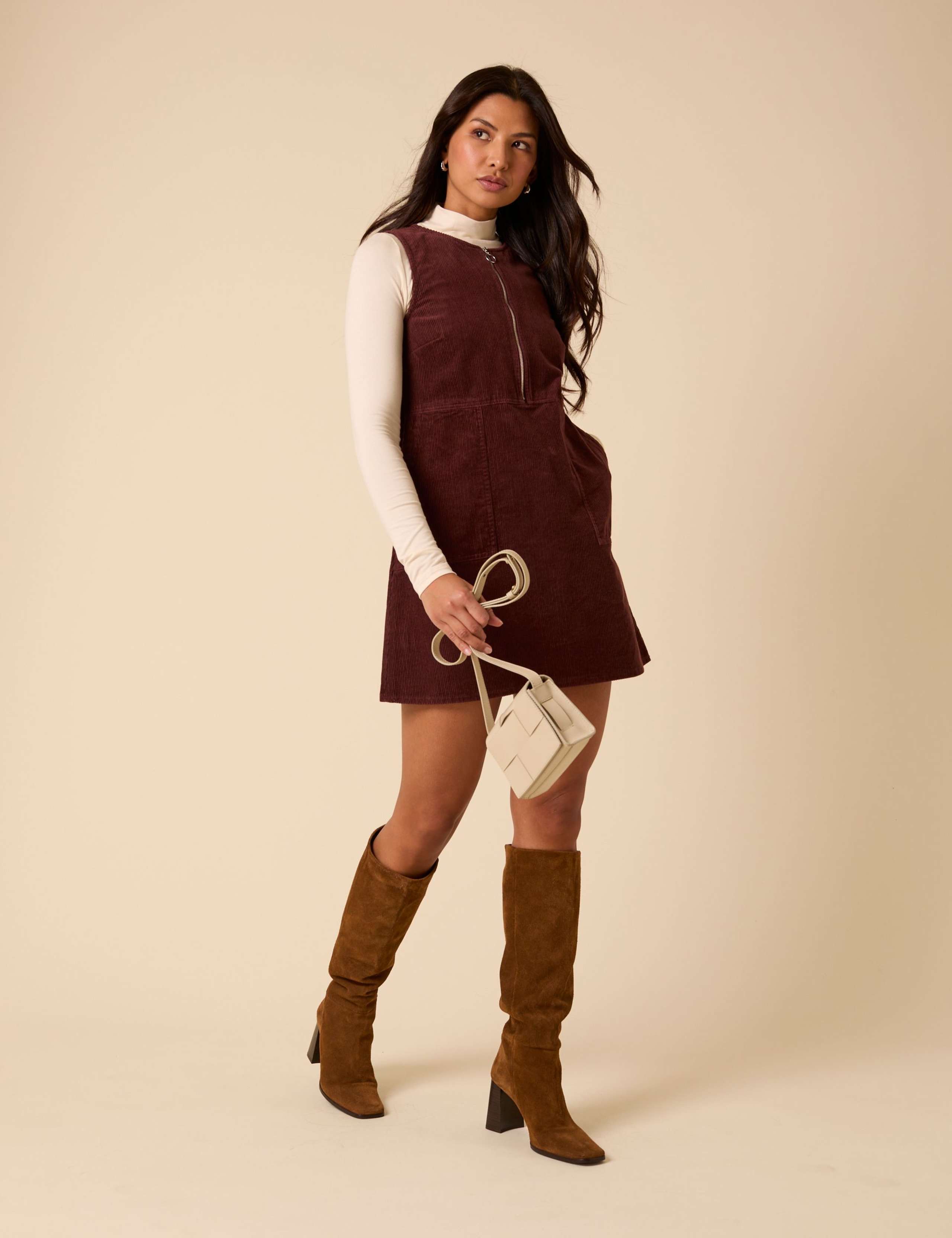 Pure Cotton Zip Detail Pinafore Mini Dress 2 of 5