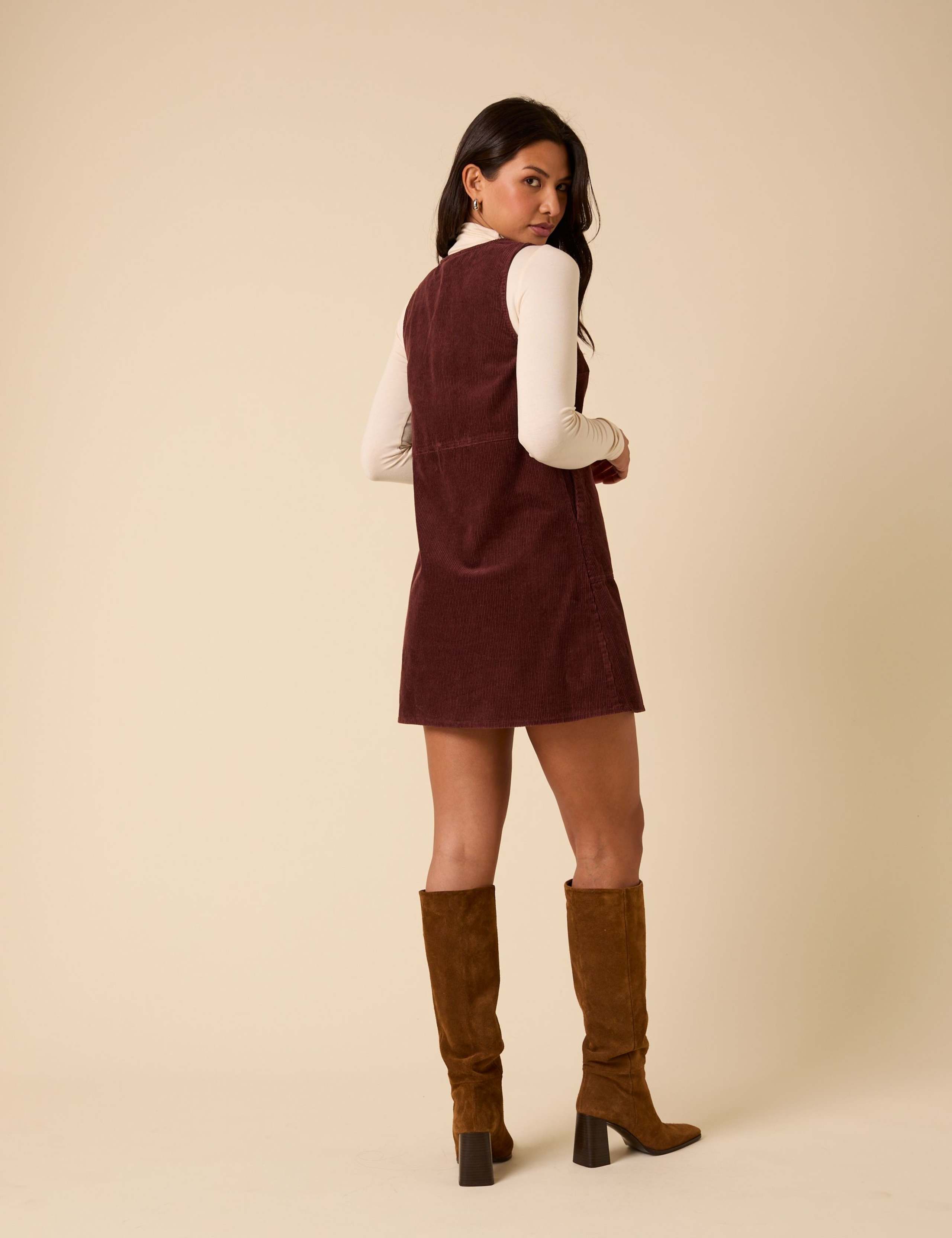 Pure Cotton Zip Detail Pinafore Mini Dress 3 of 5