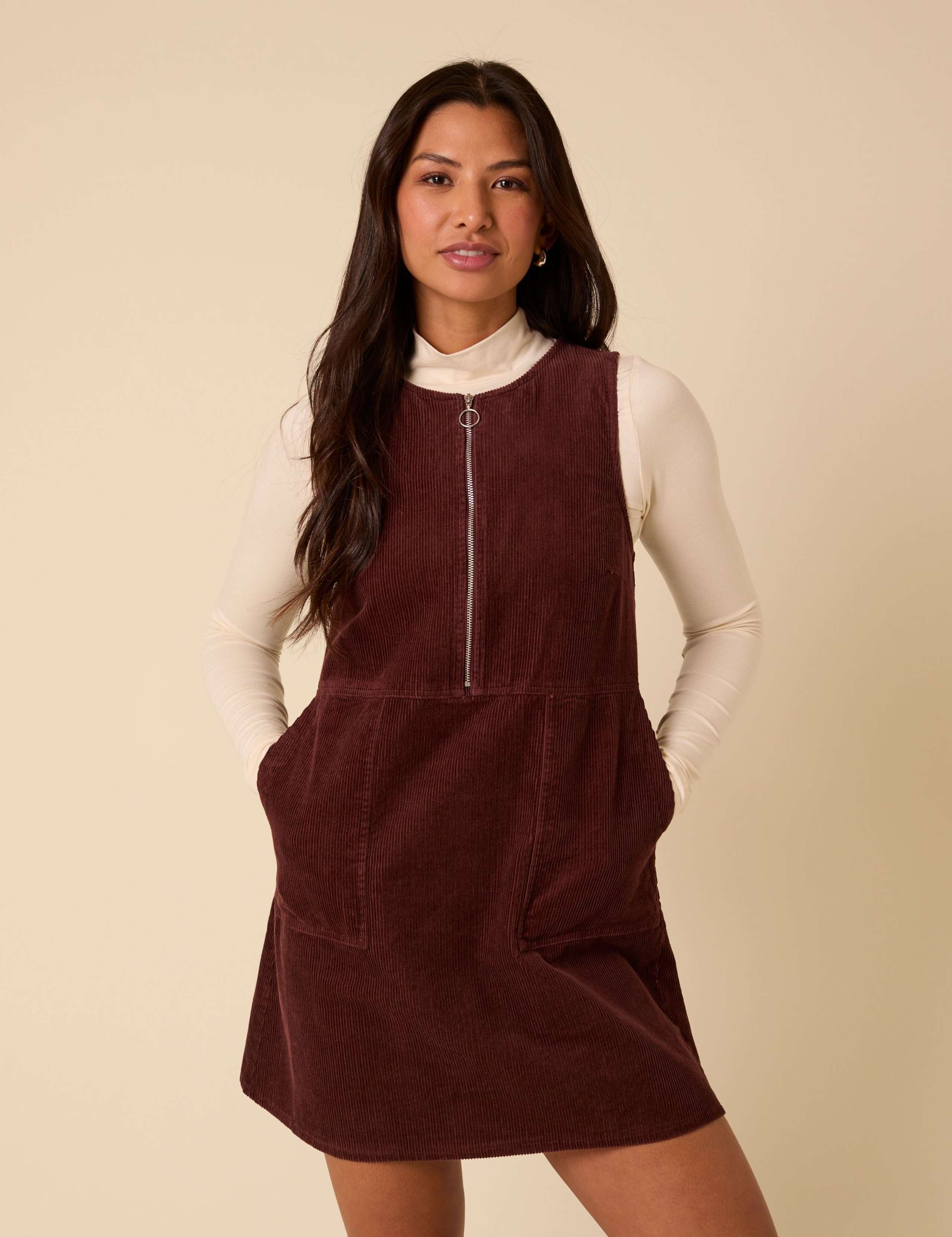 Pure Cotton Zip Detail Pinafore Mini Dress 4 of 5