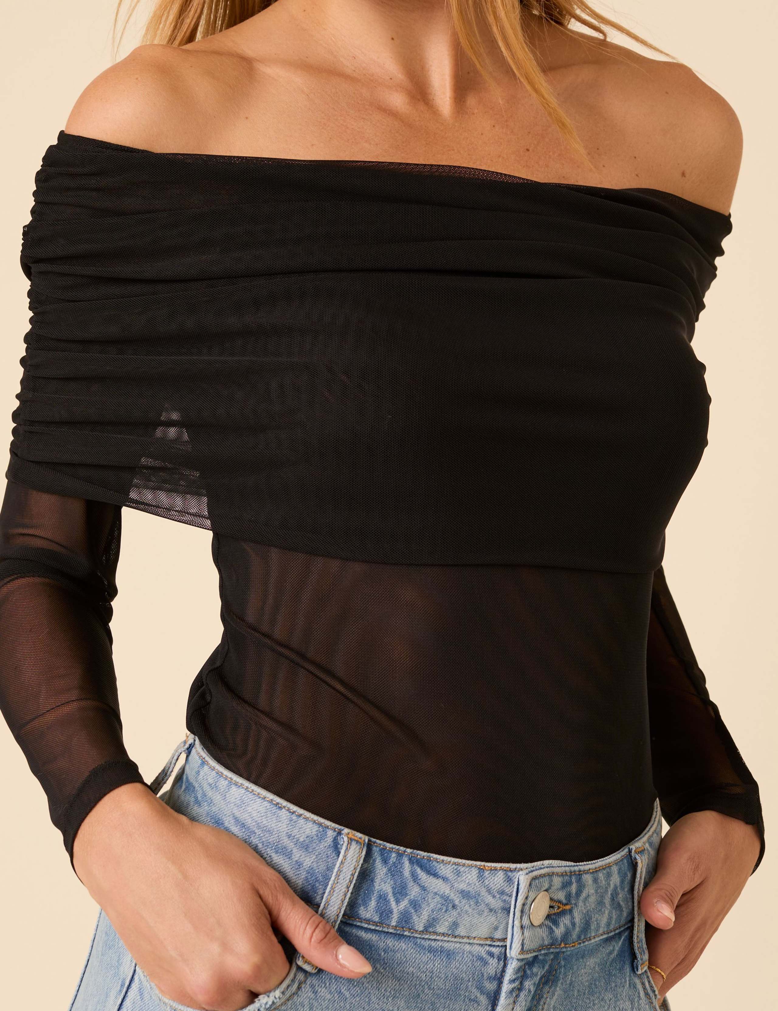 Ruched Bardot Top 2 of 5