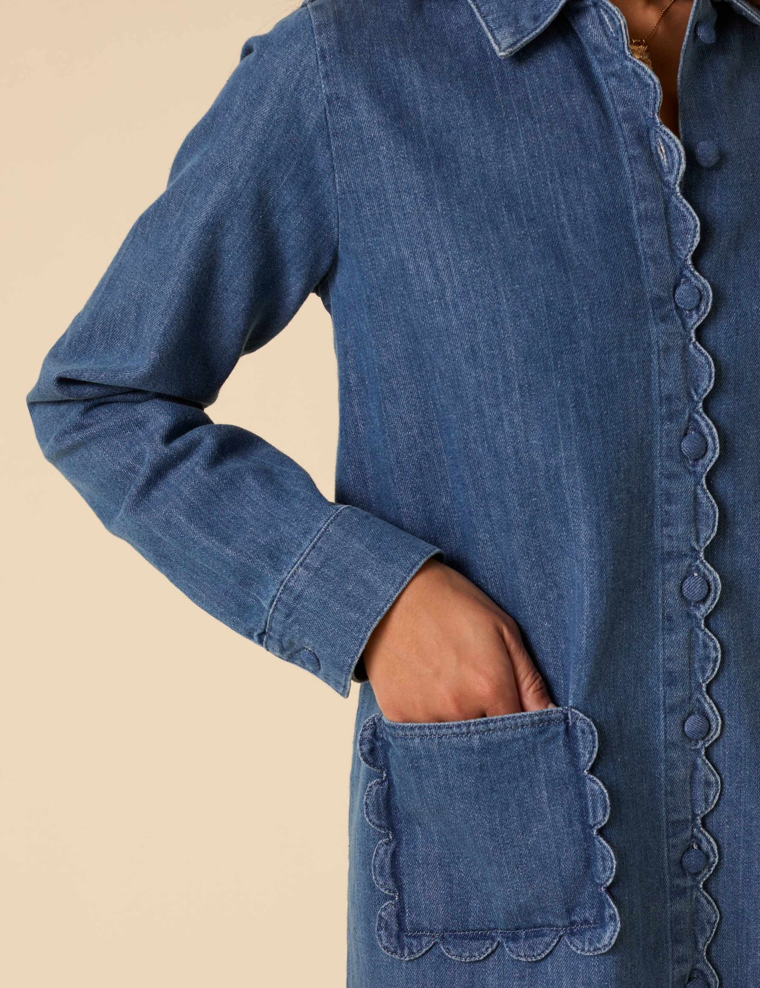 Denim Mini Shift Dress 5 of 5