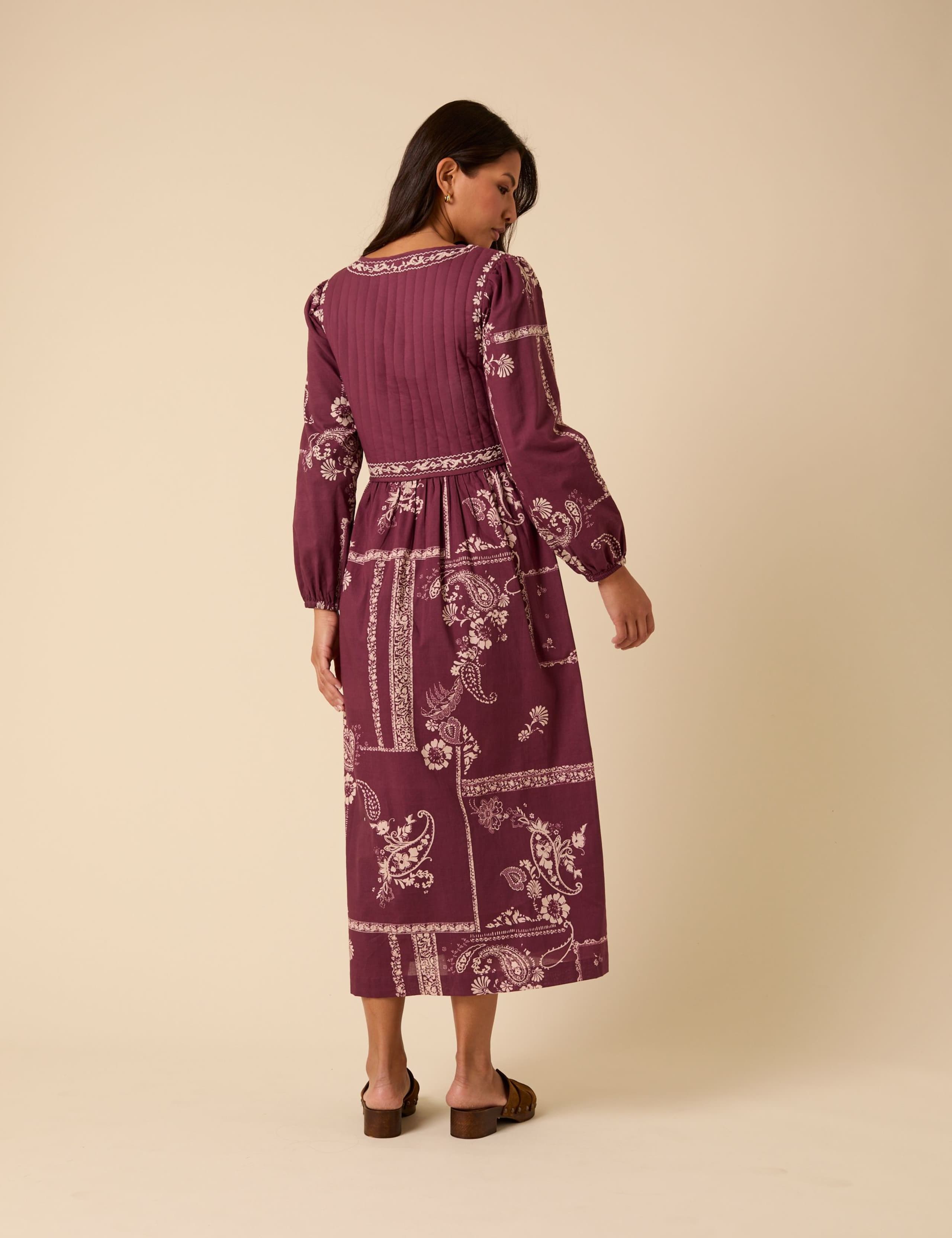 Pure Cotton Paisley Tie Front Midi Dress 3 of 5