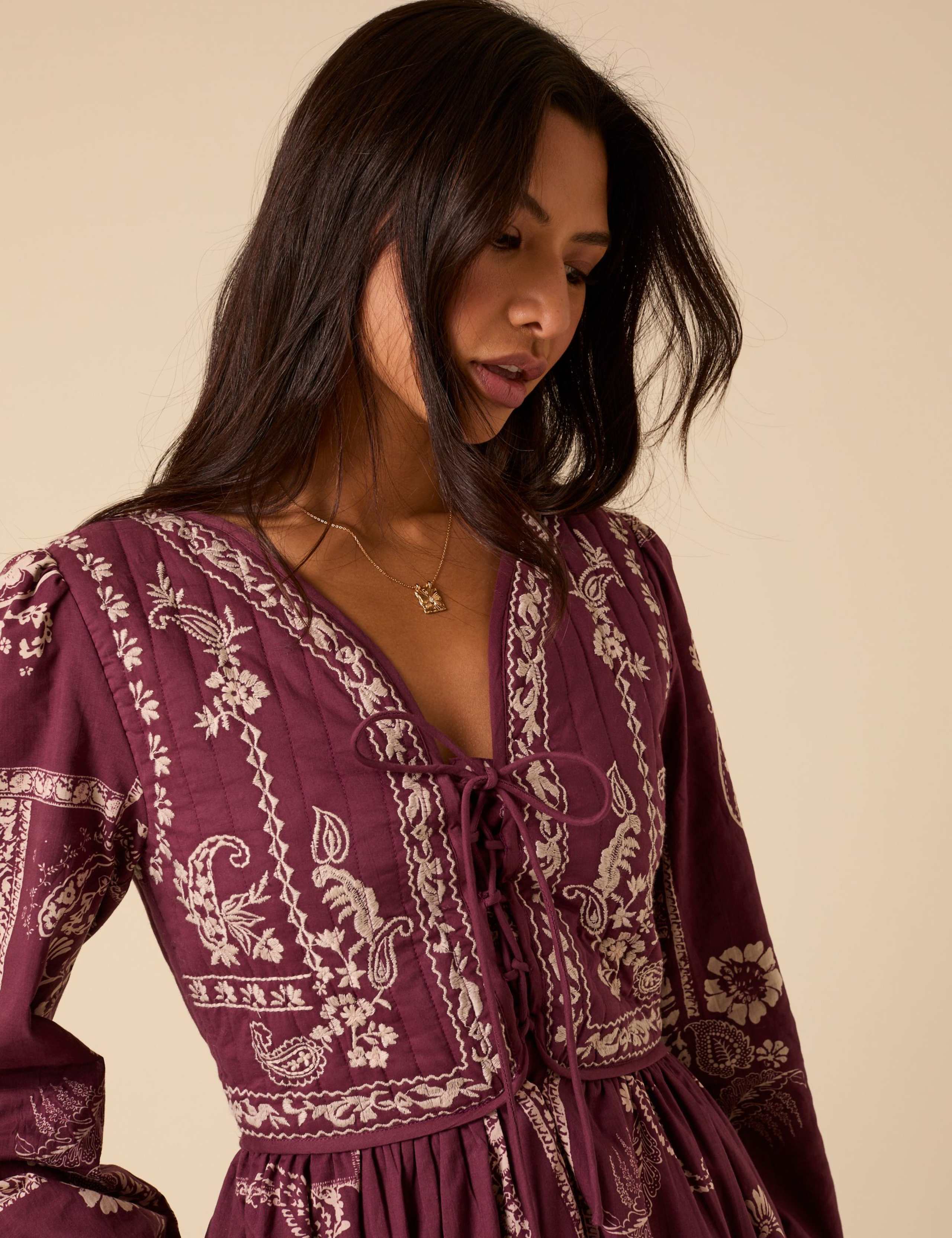 Pure Cotton Paisley Tie Front Midi Dress 5 of 5