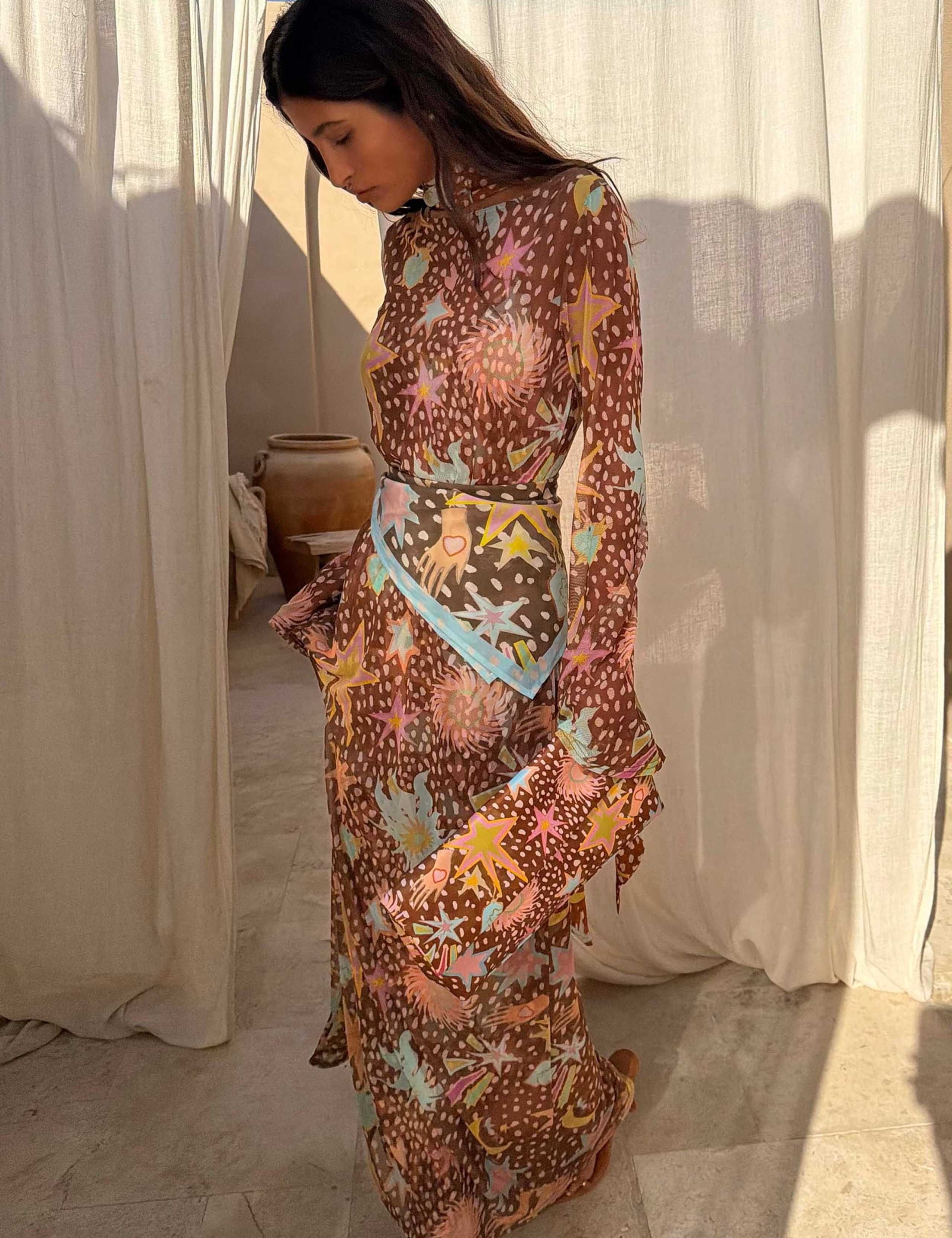 Mesh Printed Maxi Relaxed Dress 2 of 4