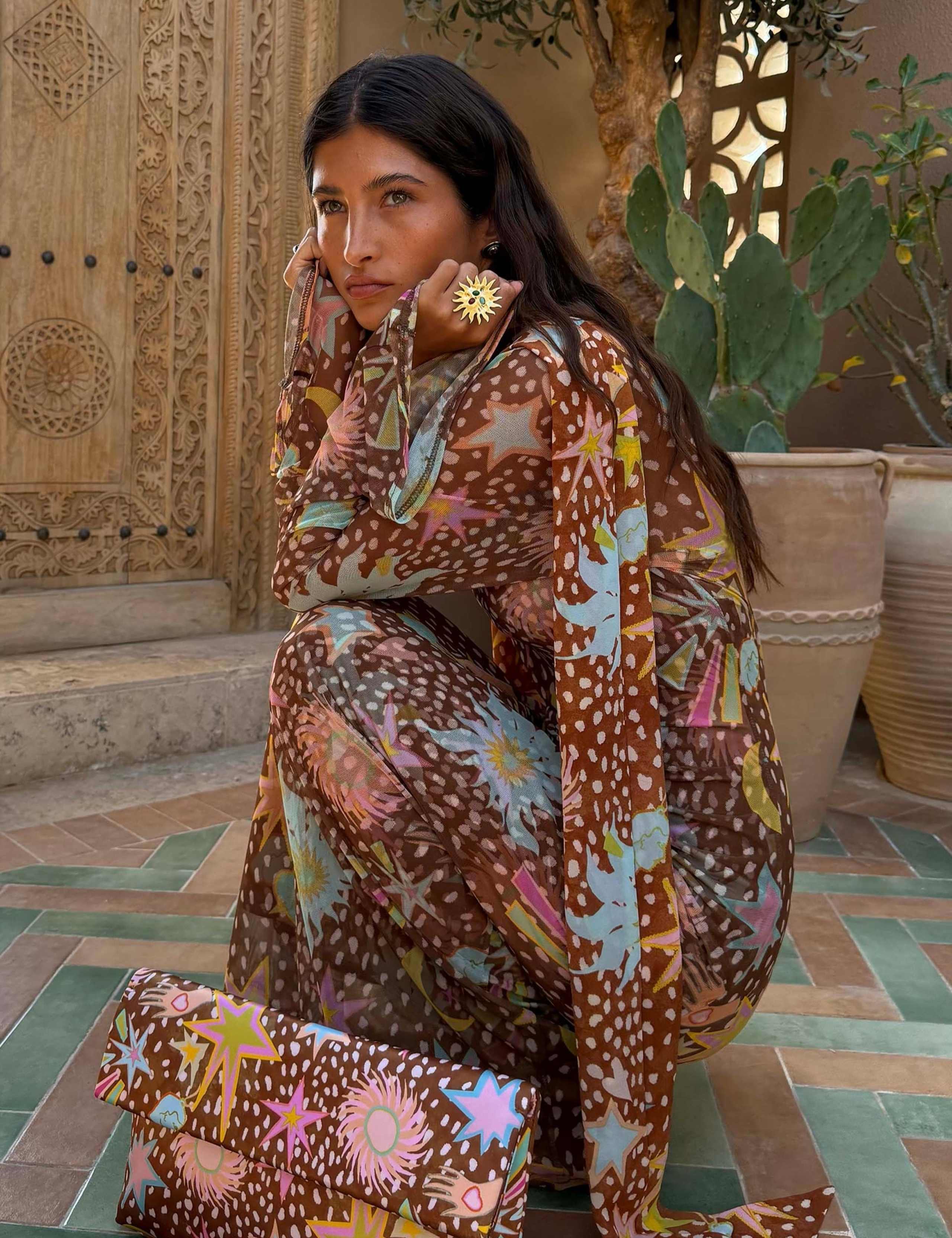 Mesh Printed Maxi Relaxed Dress 4 of 4