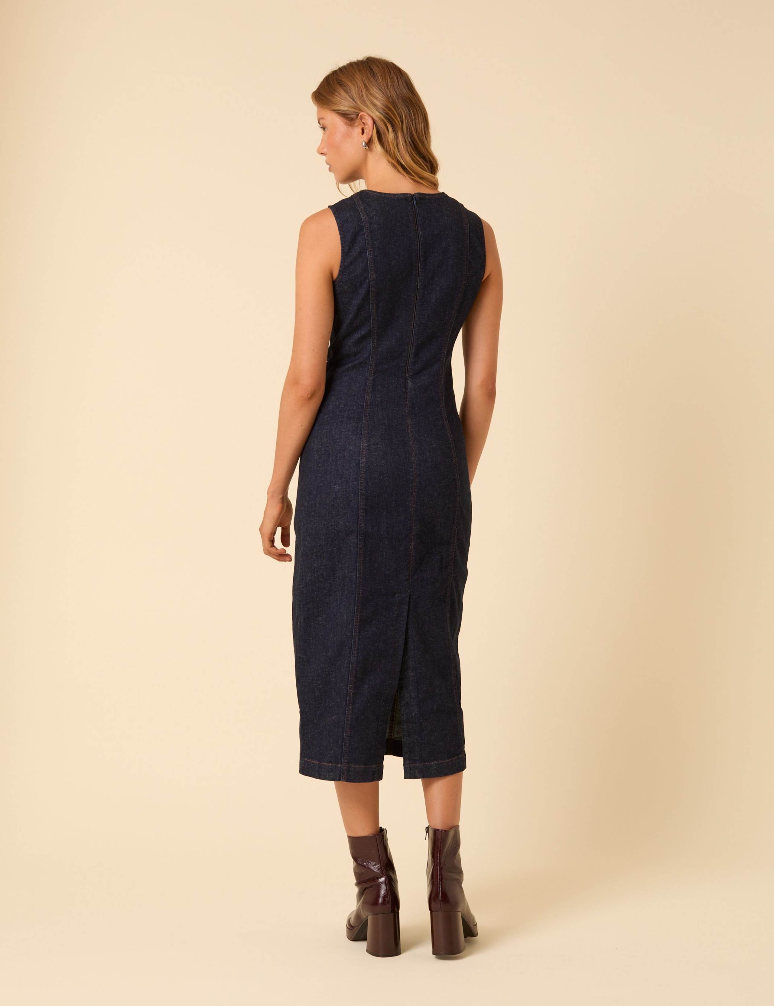 Denim Midi Column Dress 2 of 4