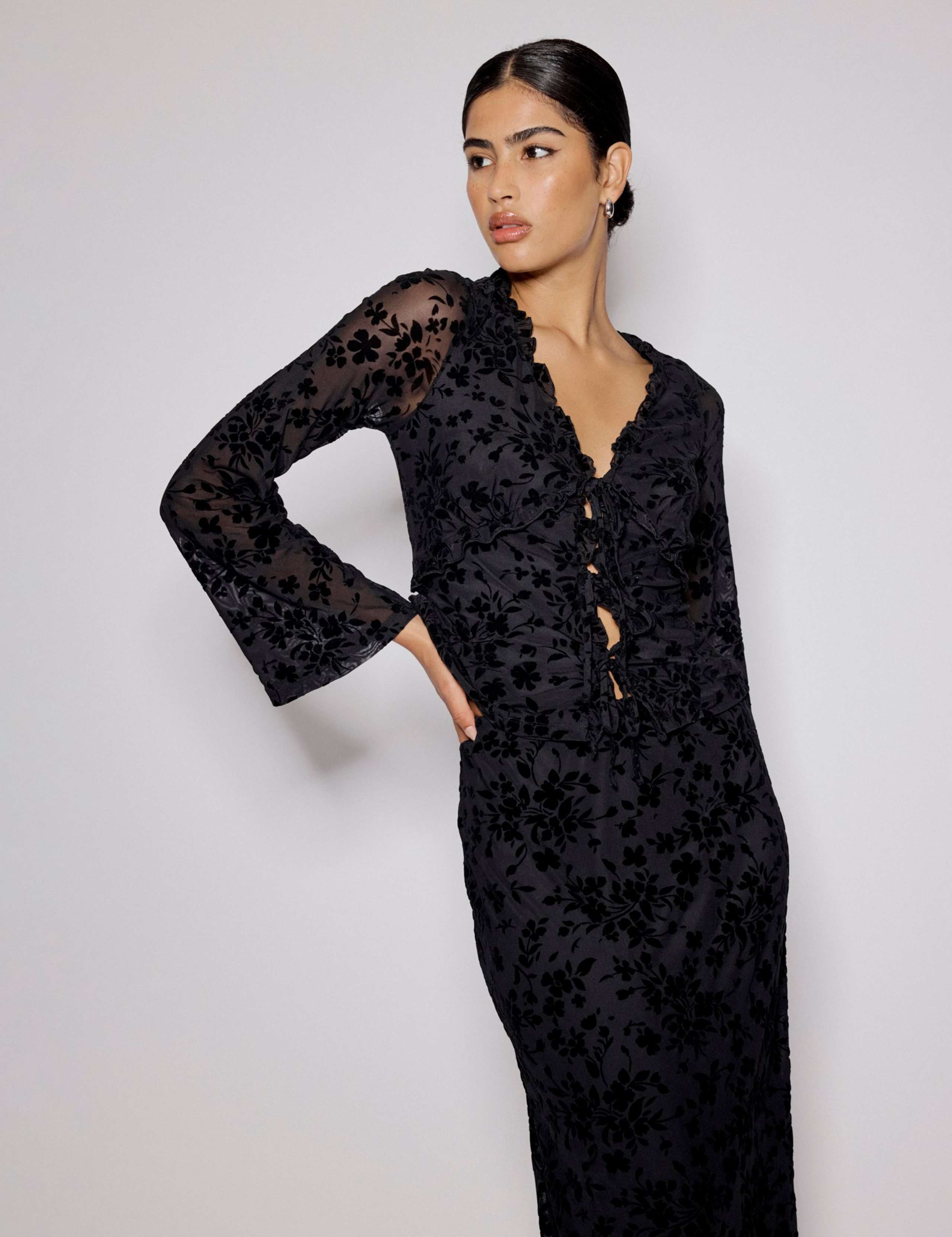 Devore Tie Front Top 2 of 5