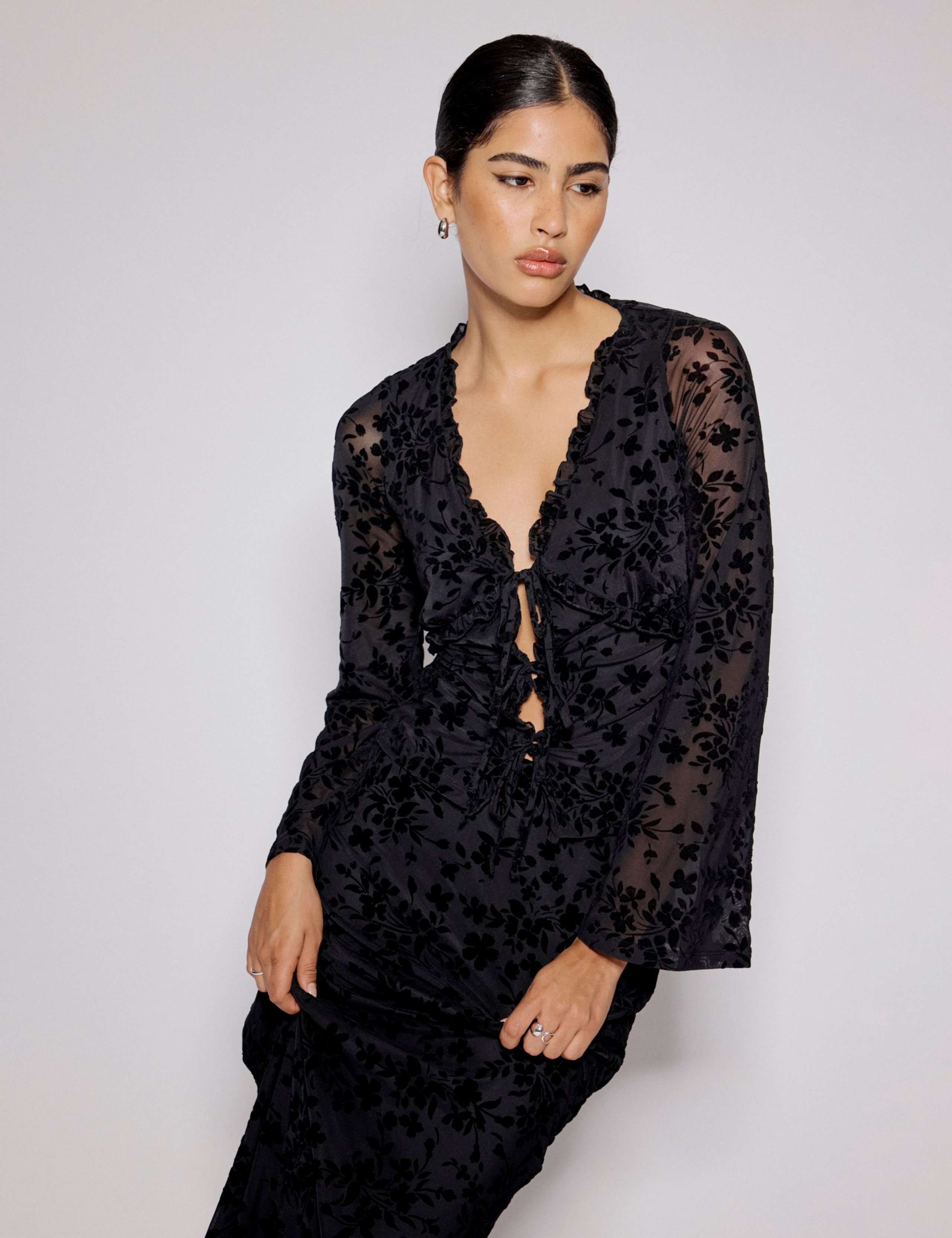 Devore Tie Front Top 4 of 5