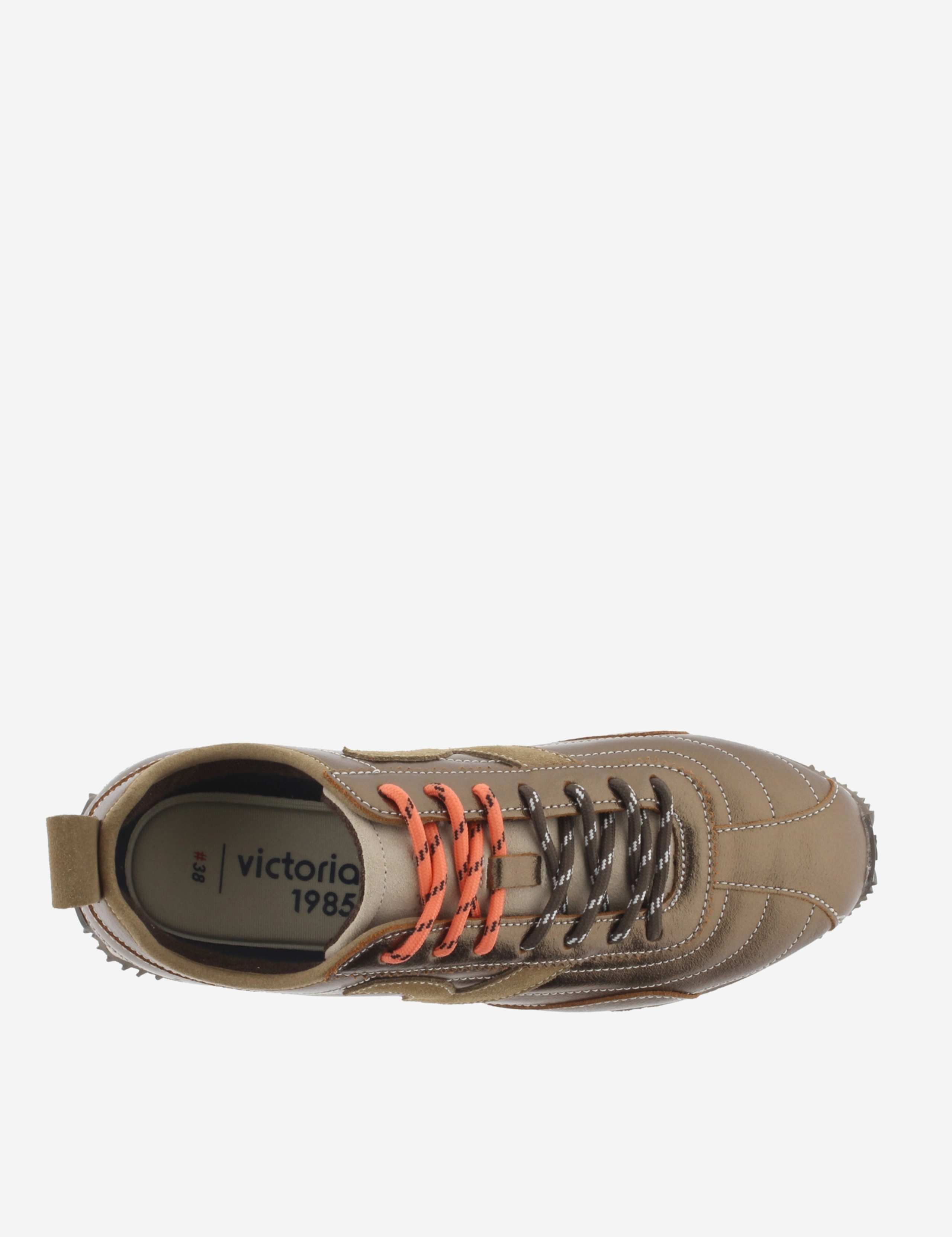 Leather Lace Up Metallic Trainers 2 of 5