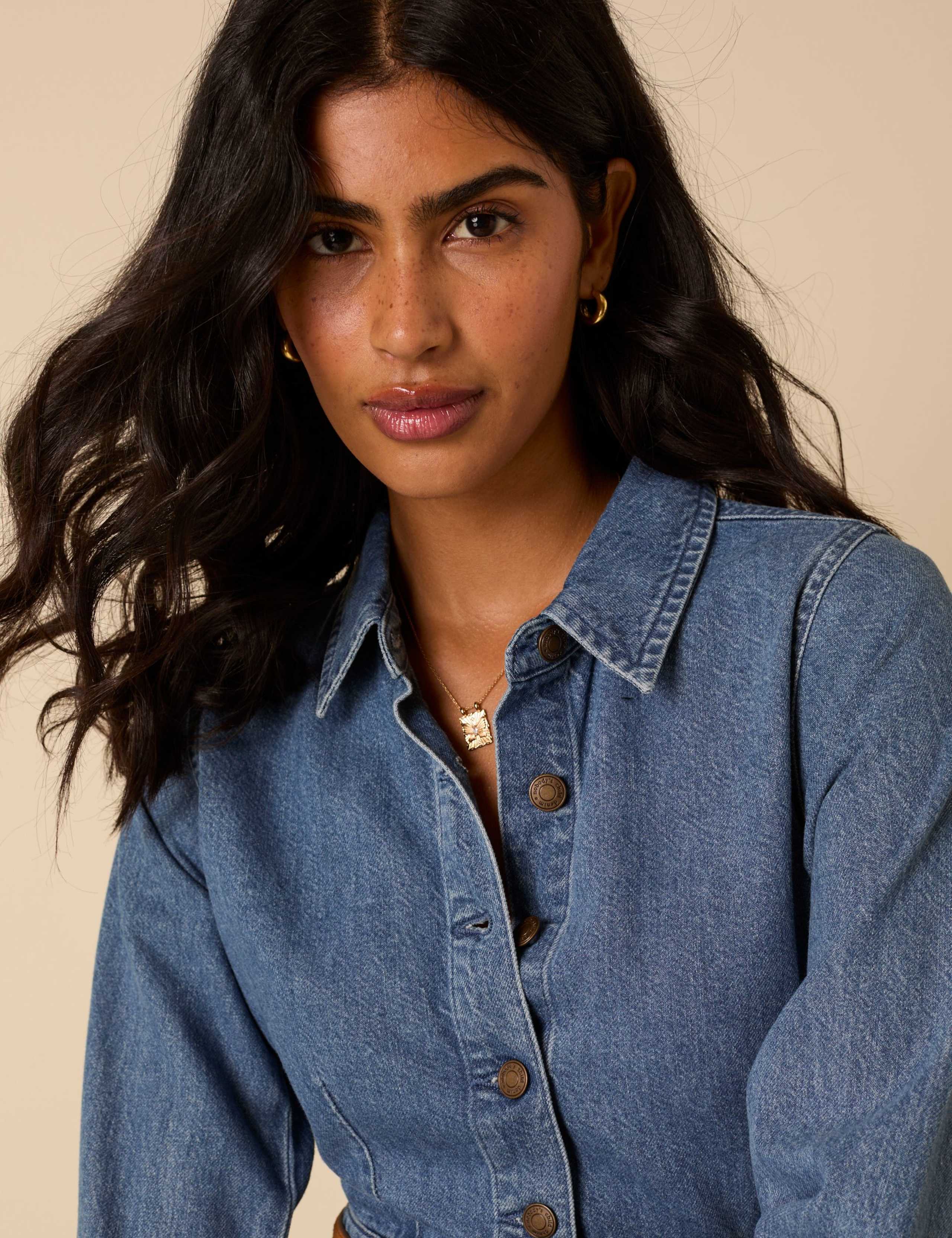 Denim Midi Shirt Dress 5 of 5